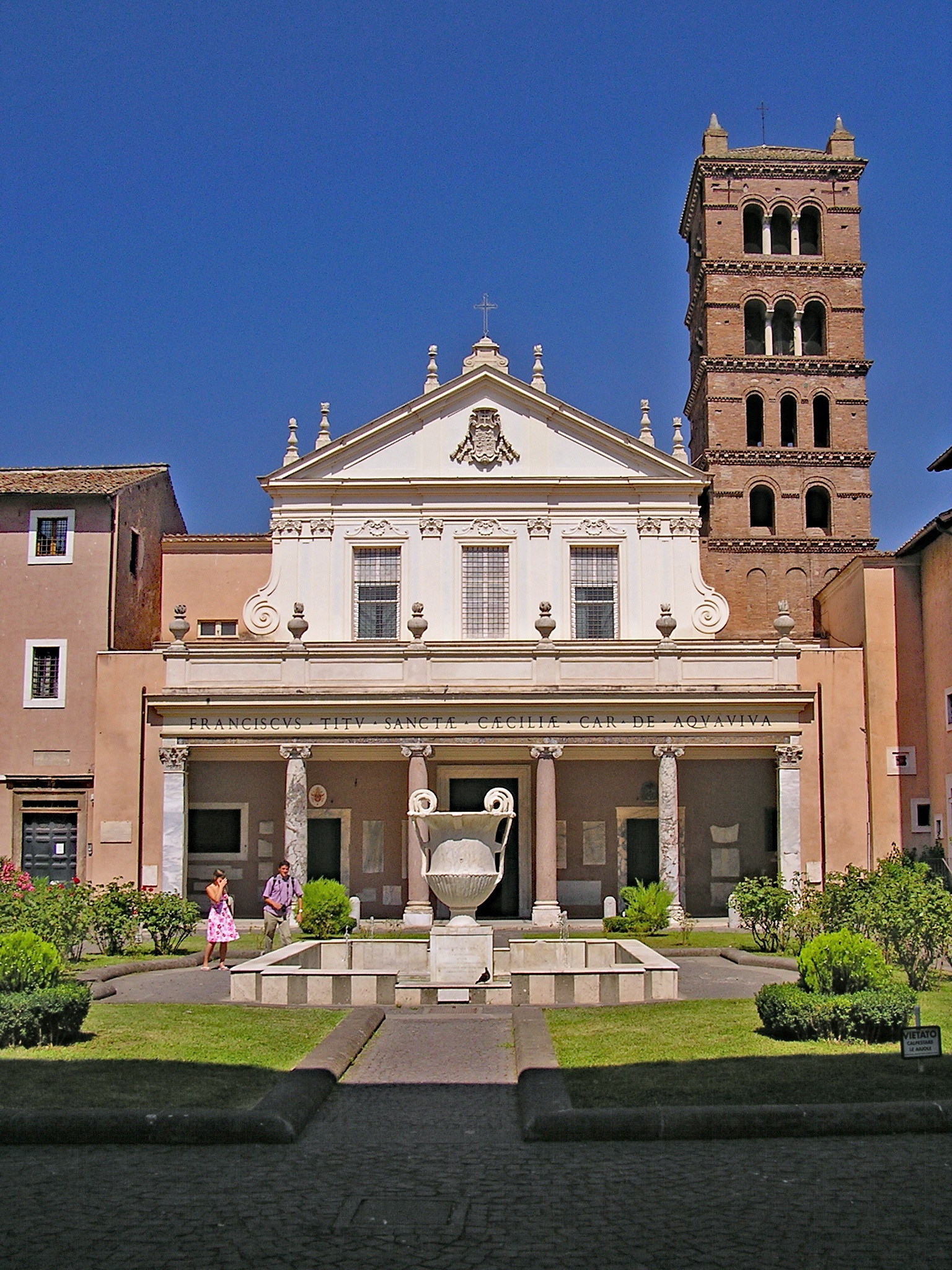 nature, sculpture, built structure, santa cecilia in trastevere, rome, baroque, church, clear sky, human representation, incidental people, architectural column, Phone HD Wallpaper