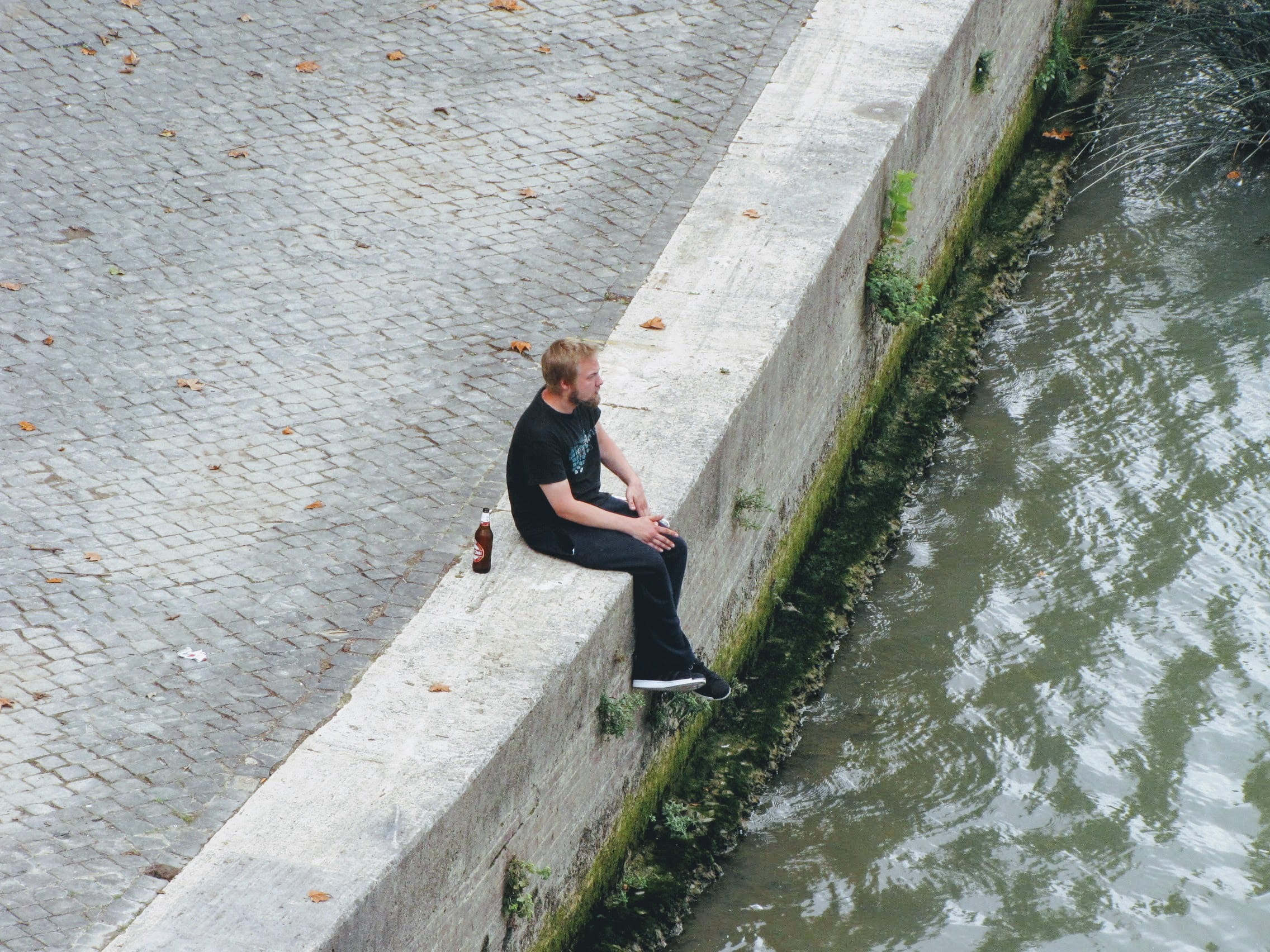 day, leisure activity, people, bottle, high angle view, banks, casual clothing, rome, real people, sitting, outdoors, river, 1080P, beer, italy, trastevere, HD Wallpaper