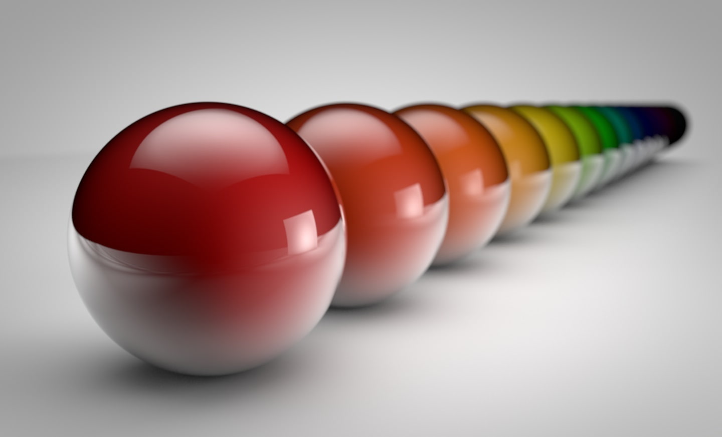 depth of field, shiny, 3D, studio, colours, coloured, 720P, rainbow, Artistic, rendered, balls, lights, bright, infinite, HD Wallpaper