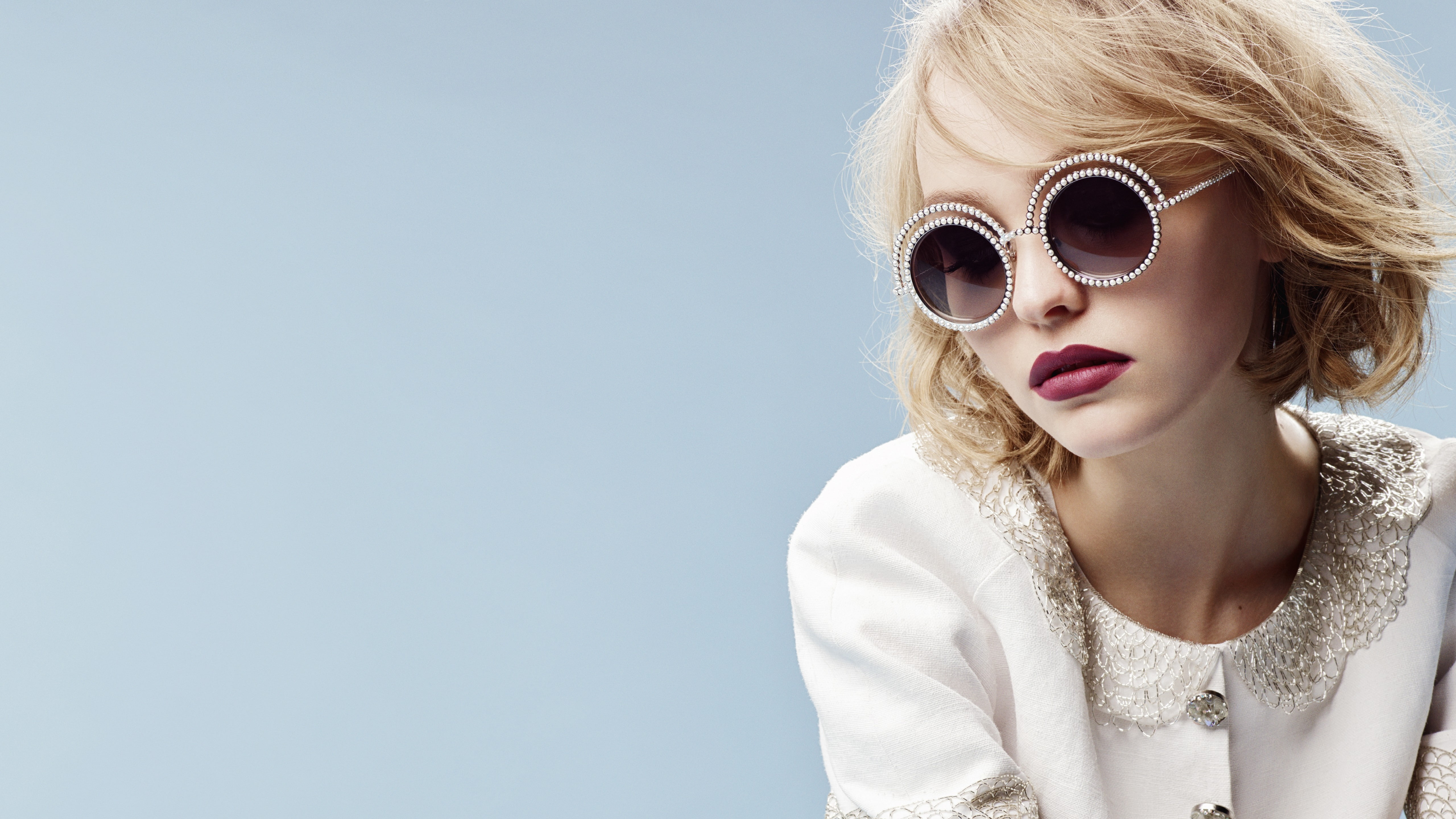 CHANEL, 5K, Lily-Rose Depp, glasses, HD Wallpaper
