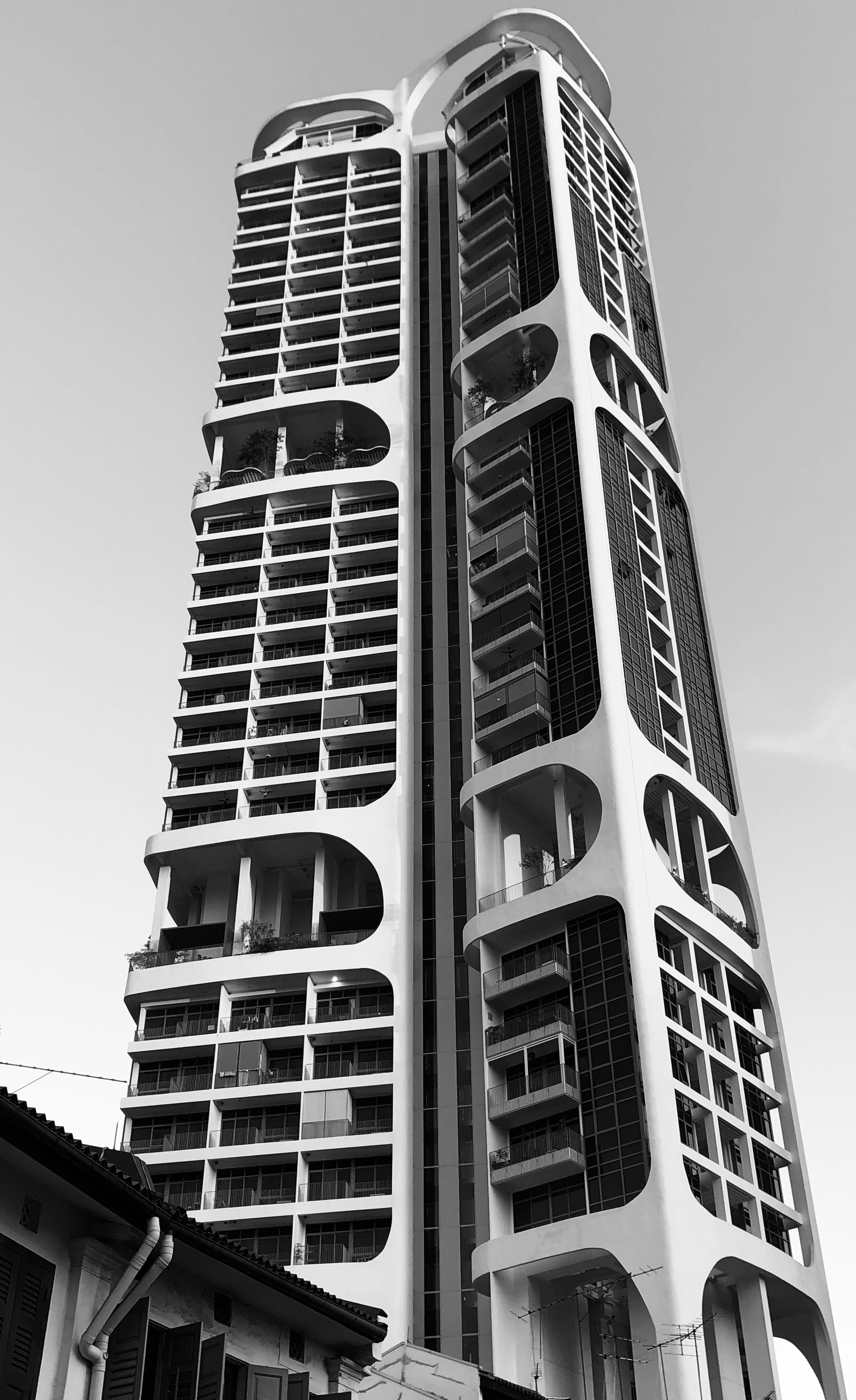office building exterior, nature, modern, 4K, grey, outdoors, urban, black and white, road, building, downtown, city, hotel, low angle view, tall - high, Phone HD Wallpaper
