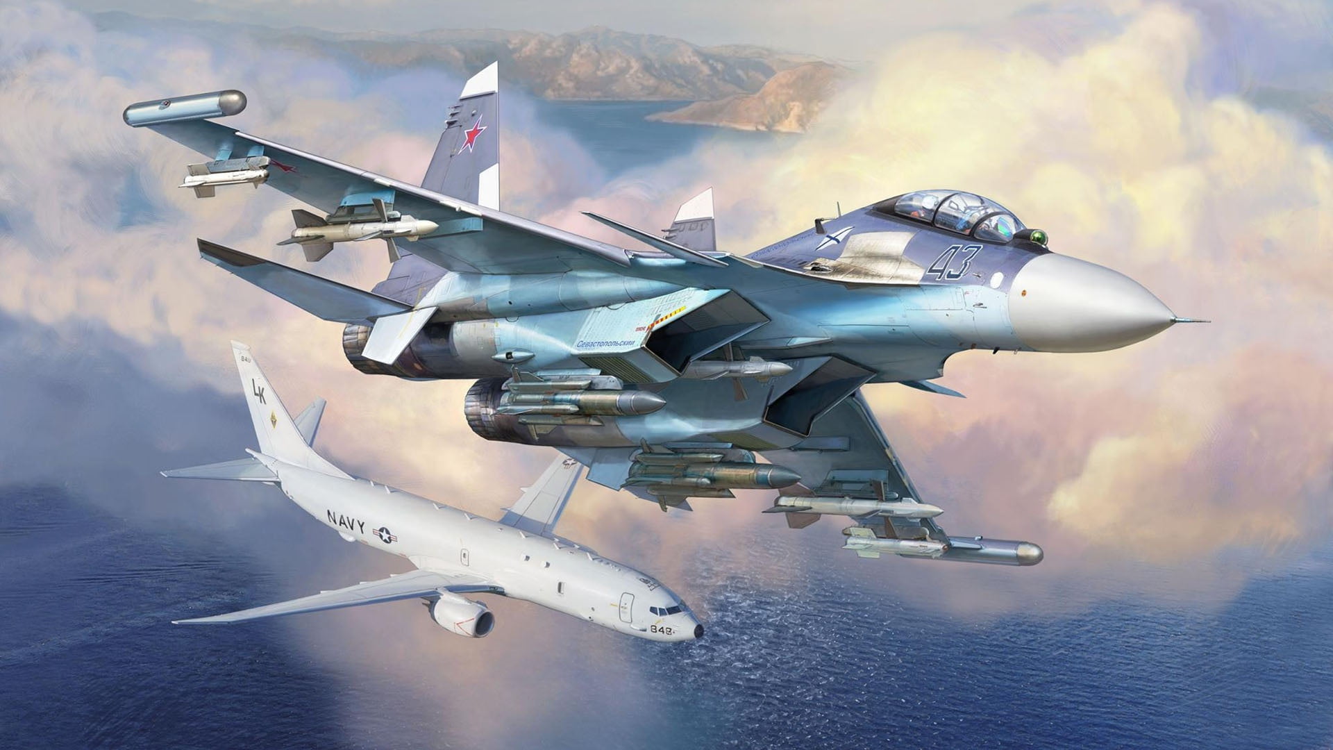 Andrei Zhirnov, 1080P, Aircraft of the Navy of the Russian Federation, MA Navy, multi-role fighter, Naval aviation, Russia, Su-30CM, HD Wallpaper