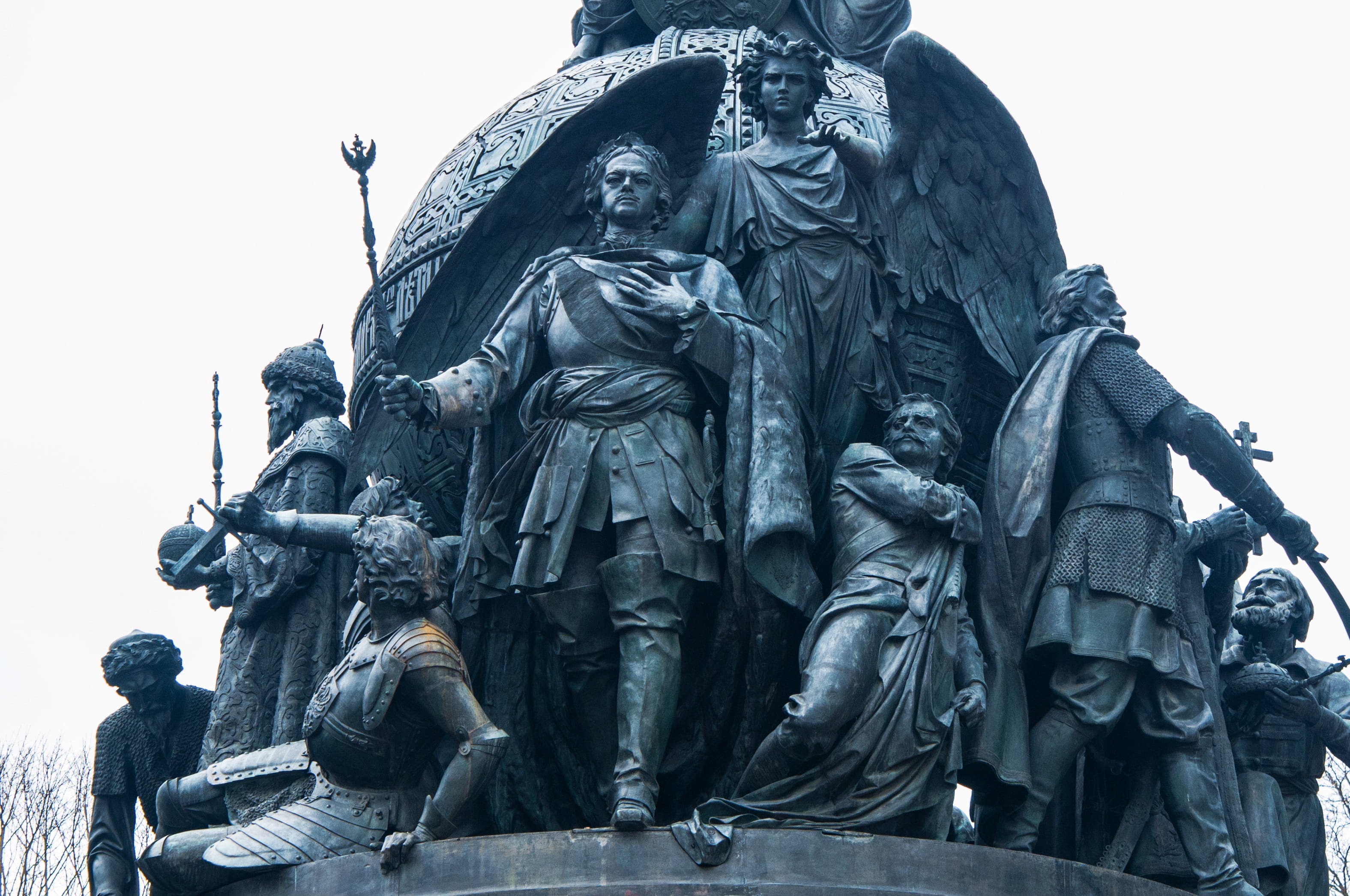 statue, peter the great, history, piotr i, novgorod the great, the monument to peter, nature, empire, creativity, sky, memorial, angel, travel destinations, HD Wallpaper