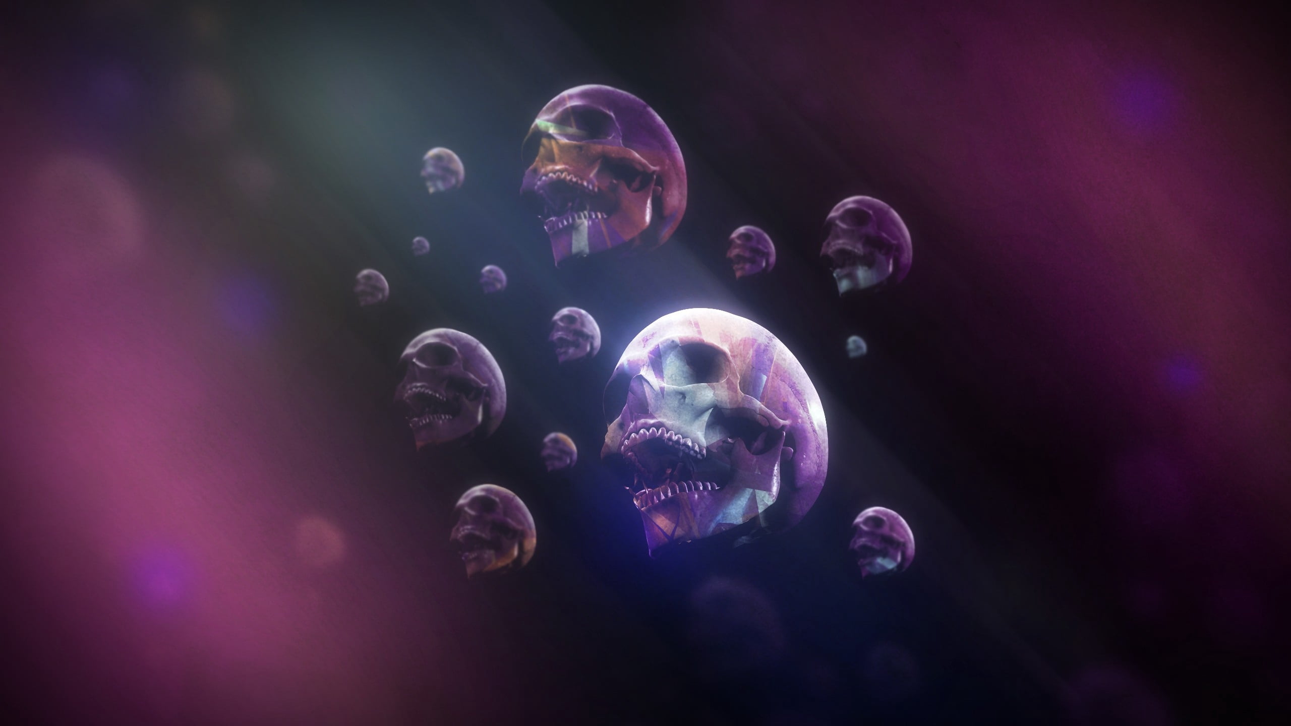 water, smoke, skulls, people, translucent, outdoors, black Color, animal, mature adult, group of animals, sea life, pattern, bright, illustration, animals in the wild, HD Wallpaper