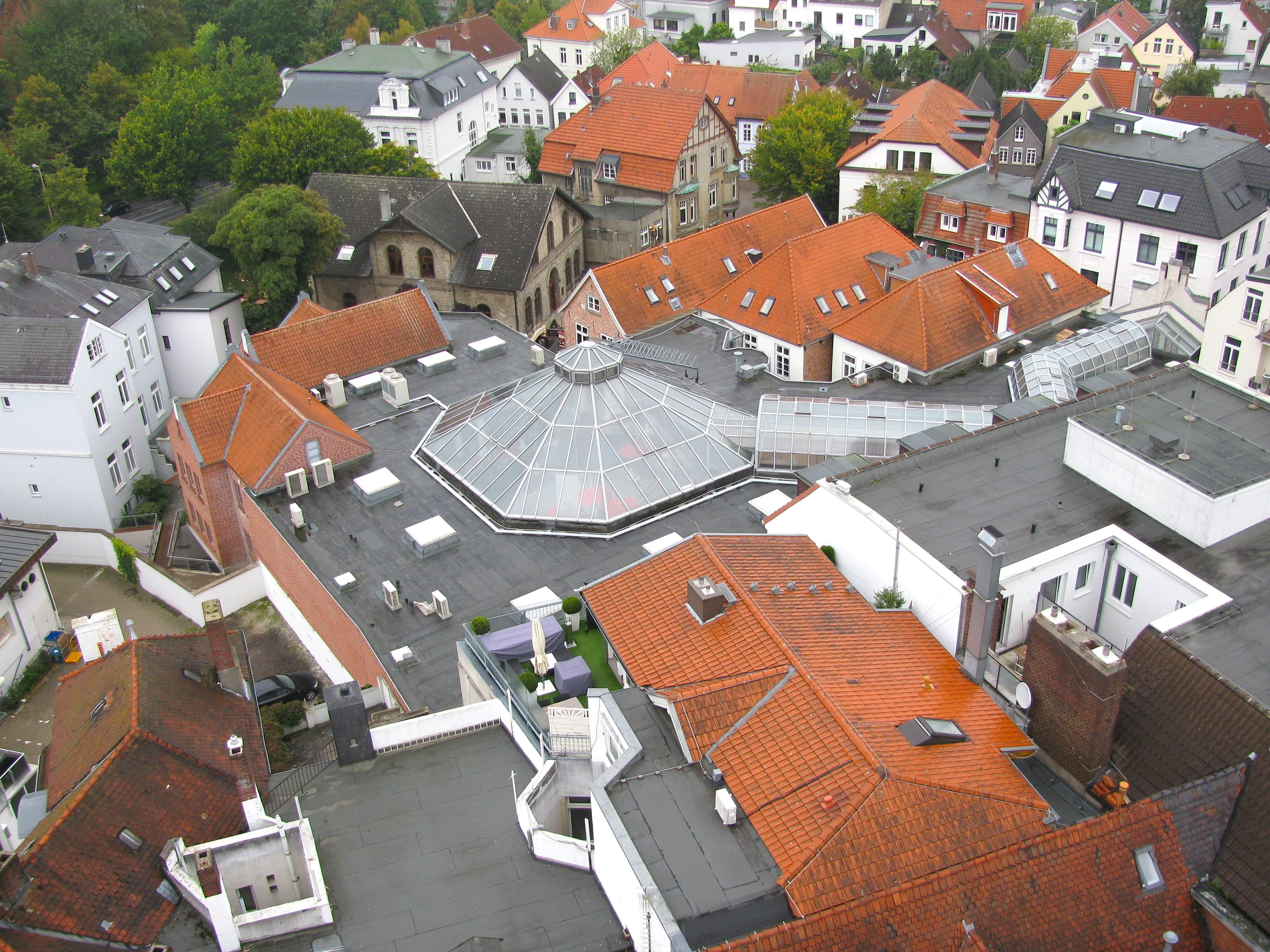 outdoors, no people, germany, high angle view, town, architecture, trees, built structure, day, 2K, travel destinations, roof, buildings, city, mode of transportation, HD Wallpaper
