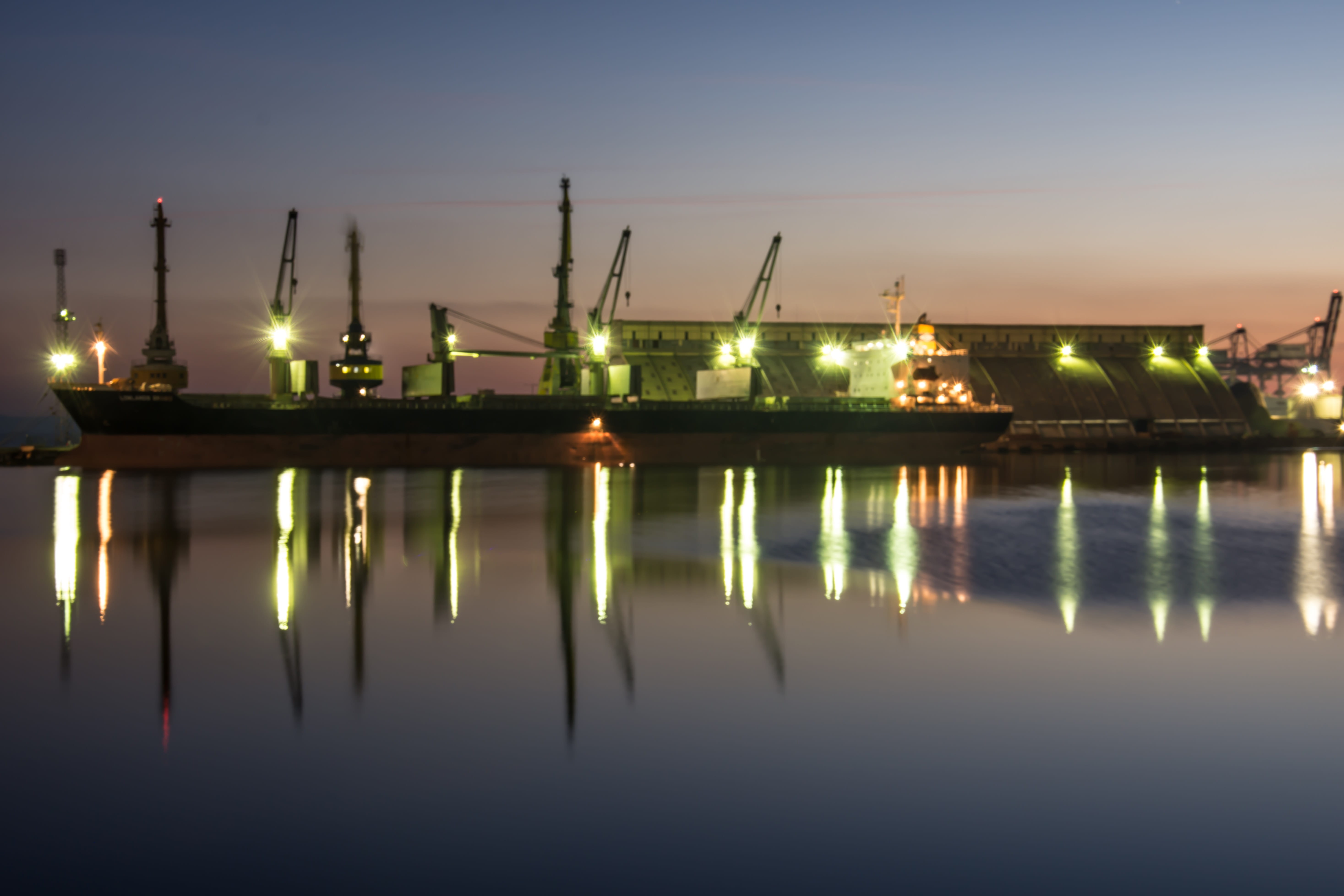 industrial, industry, machinery, fuel and power generation, reflection, urban, city, night, Bulgaria, coast, Port, industrial Ship, no people, bay, Sky, HD Wallpaper