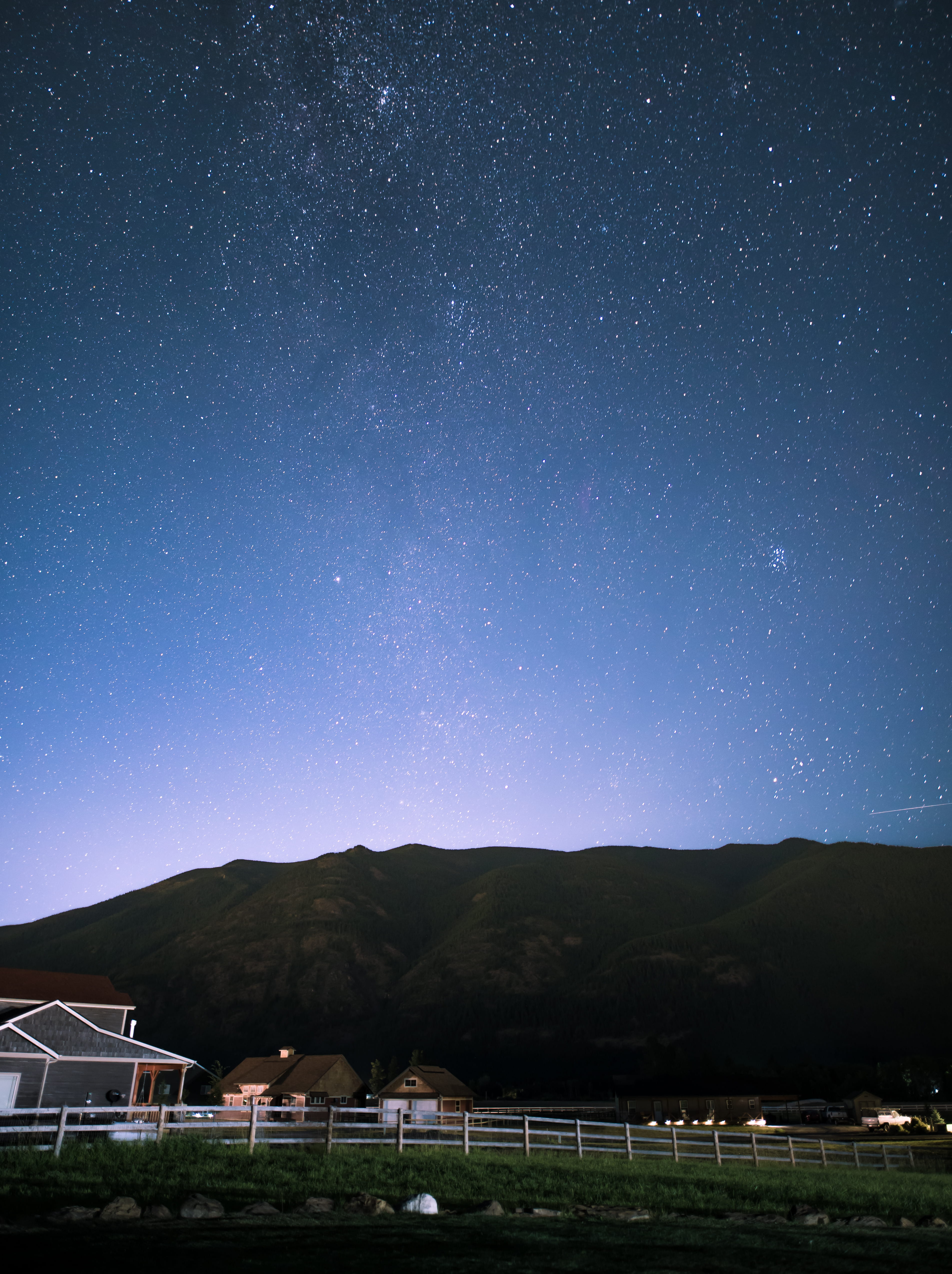 front, space and astronomy, building, lock screen background, constellation, houses, astronomy, tree, brown, mountain, science, mountain range, Phone HD Wallpaper