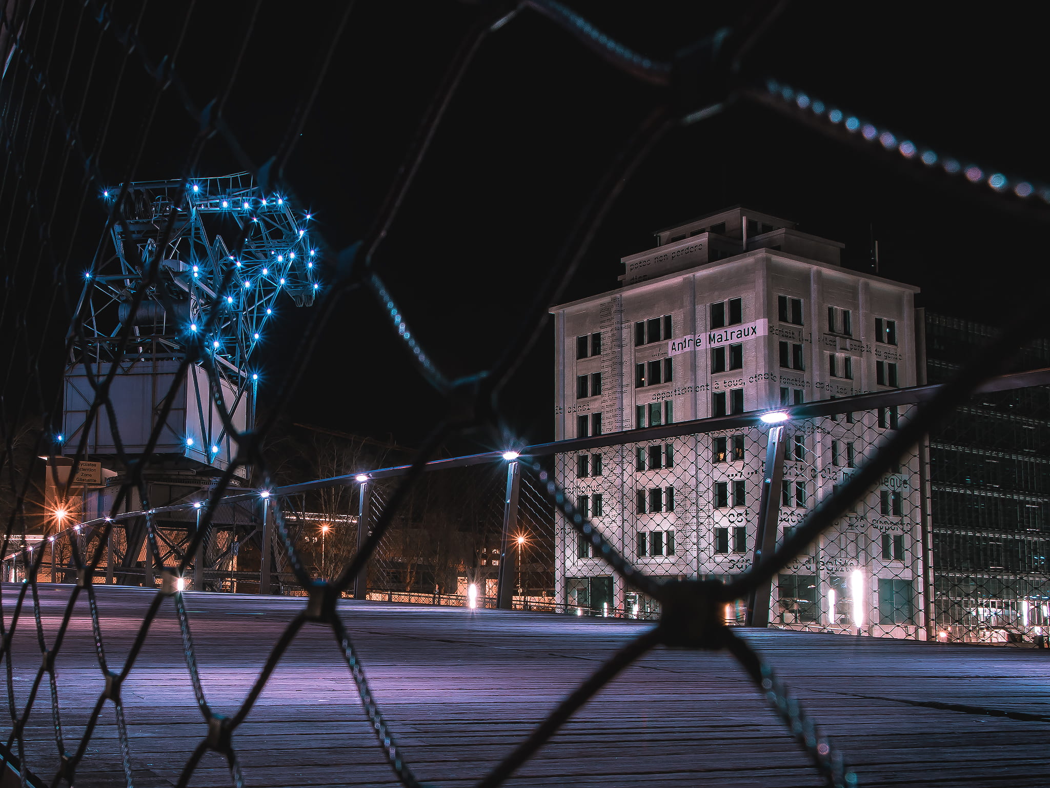 blurred motion, motion, incidental people, building, street, 1080P, cyclone, blue, people, architecture, fence, outdoors, city, concrete, photography, HD Wallpaper