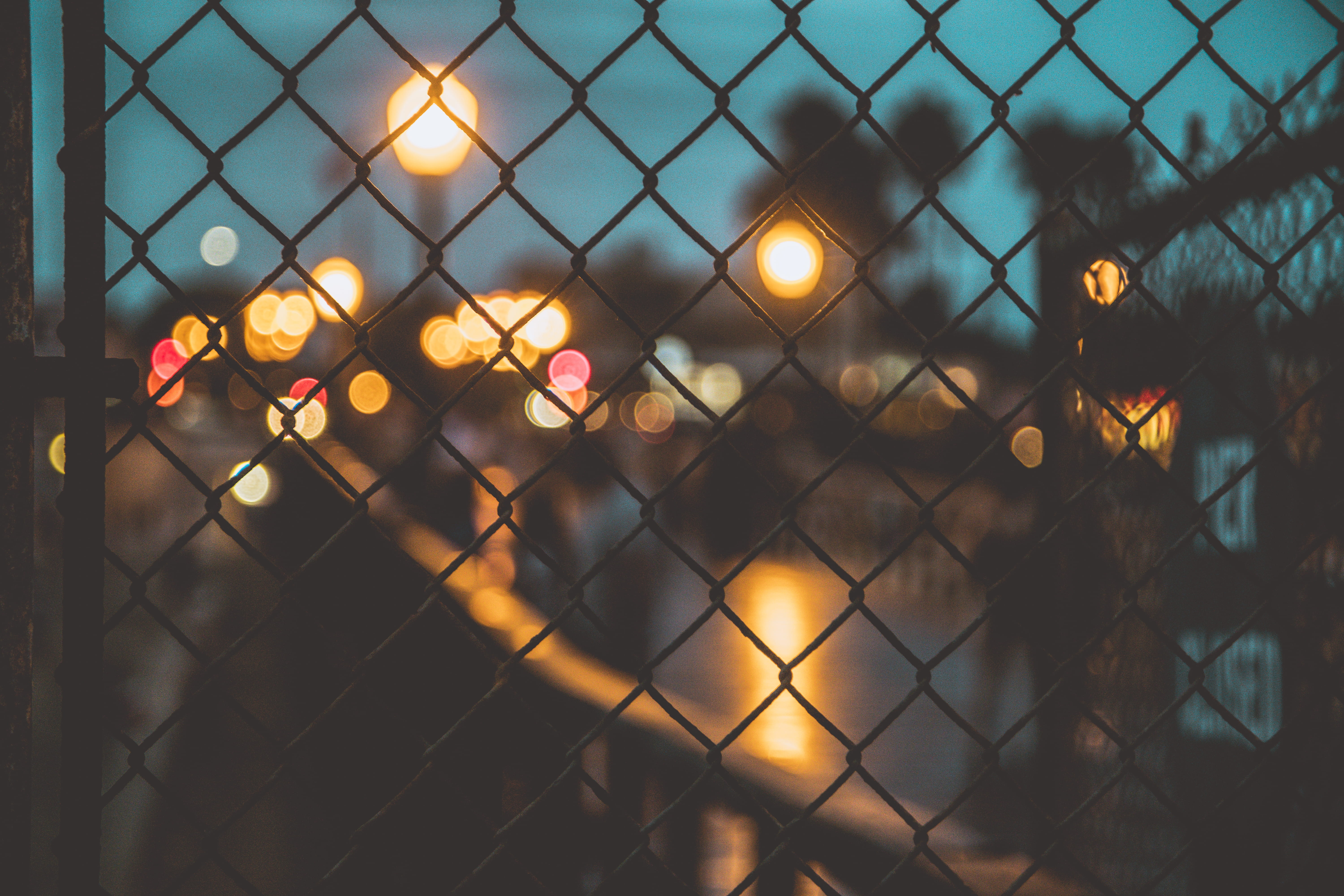 boundary, fence, close-up, california, 5K, safety, united states, focus on foreground, illuminated, light - natural phenomenon, metal, security, lens flare, HD Wallpaper