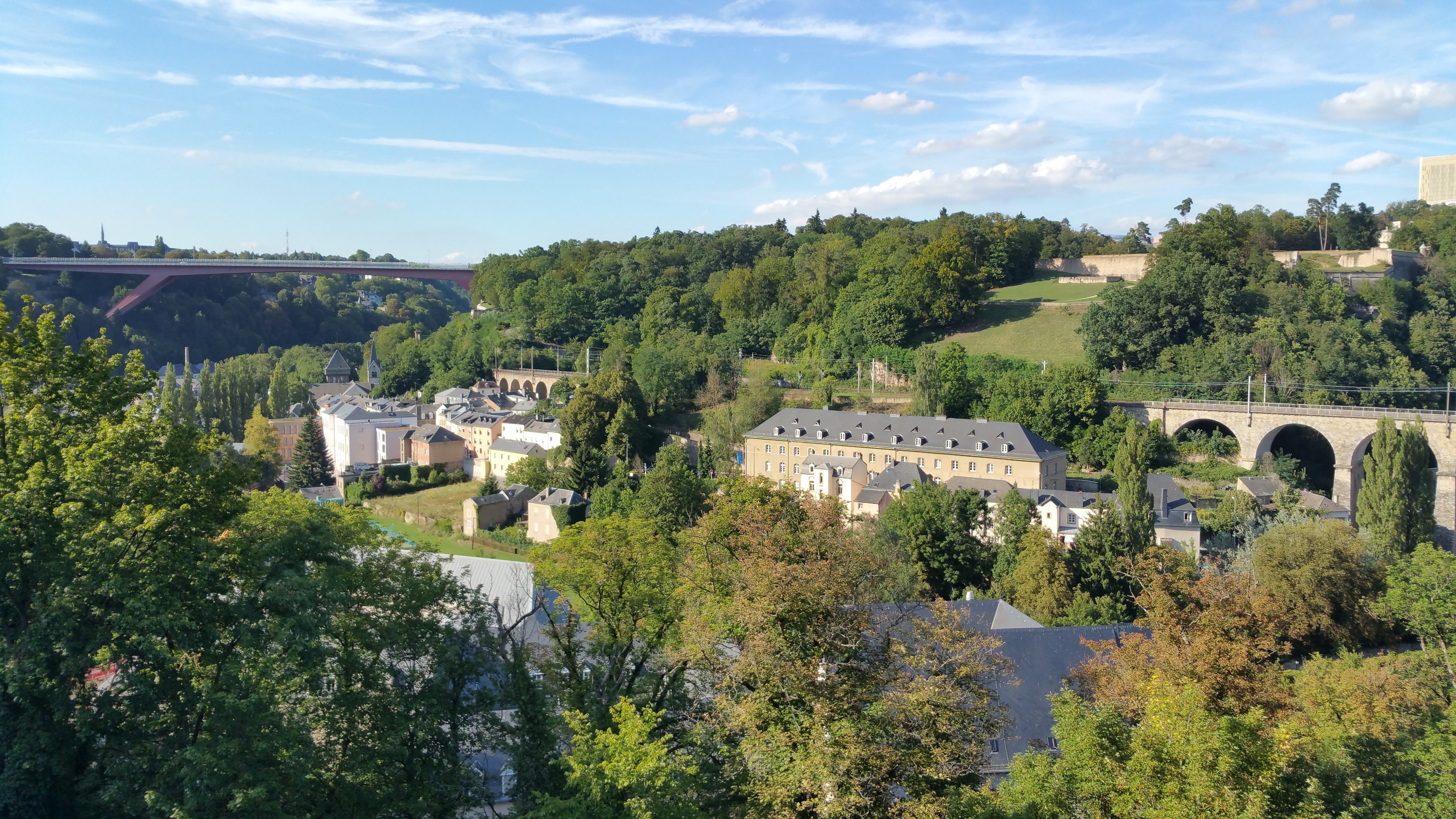 green color, beauty in nature, the past, landscape, architecture, luxembourg, high angle view, day, building, tree, building exterior, nature, history, HD Wallpaper