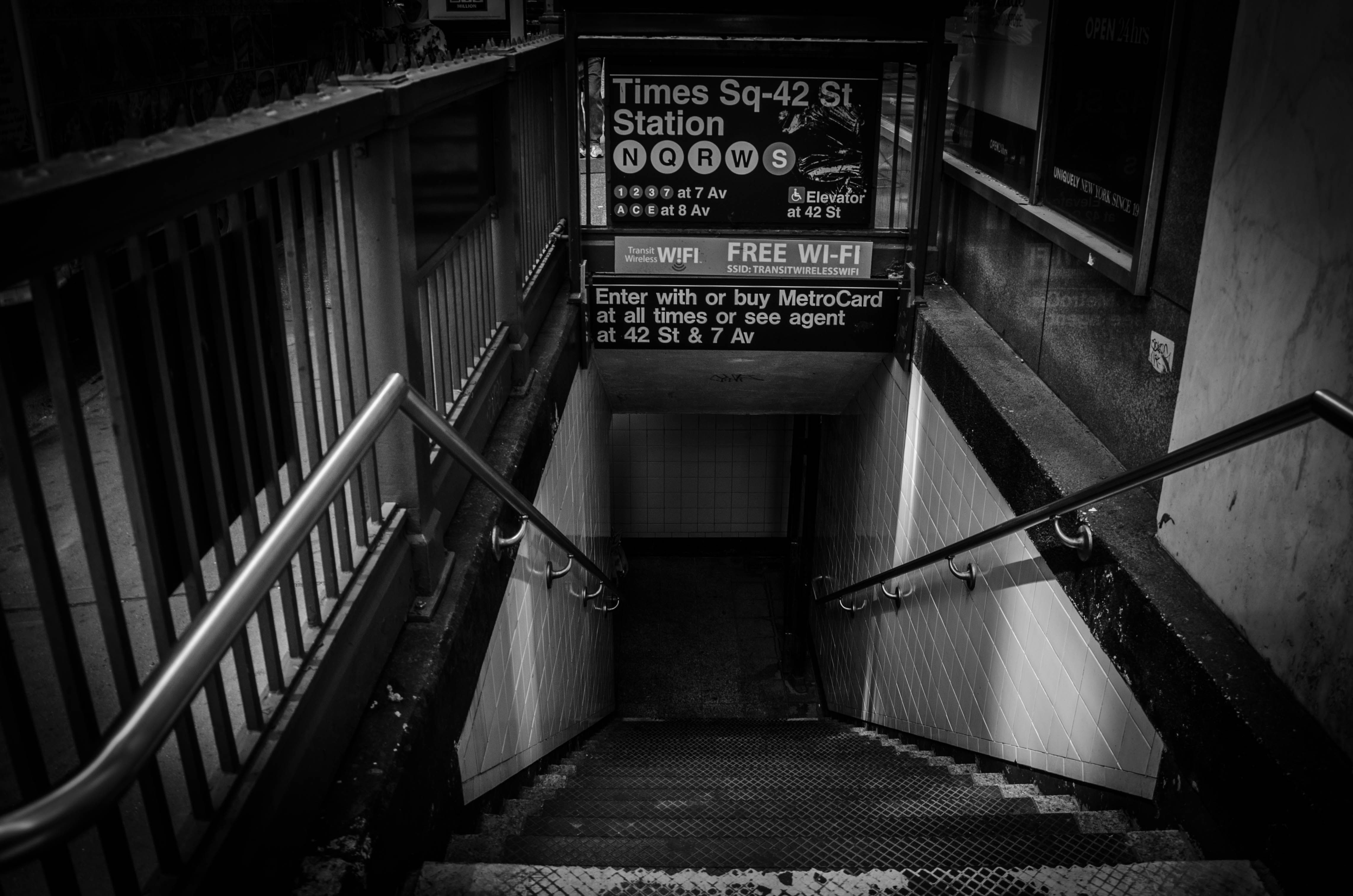 built structure, railing, empty, sign, underground, wall - building feature, subway entrance, communication, leadership, steps and staircases, building, HD Wallpaper