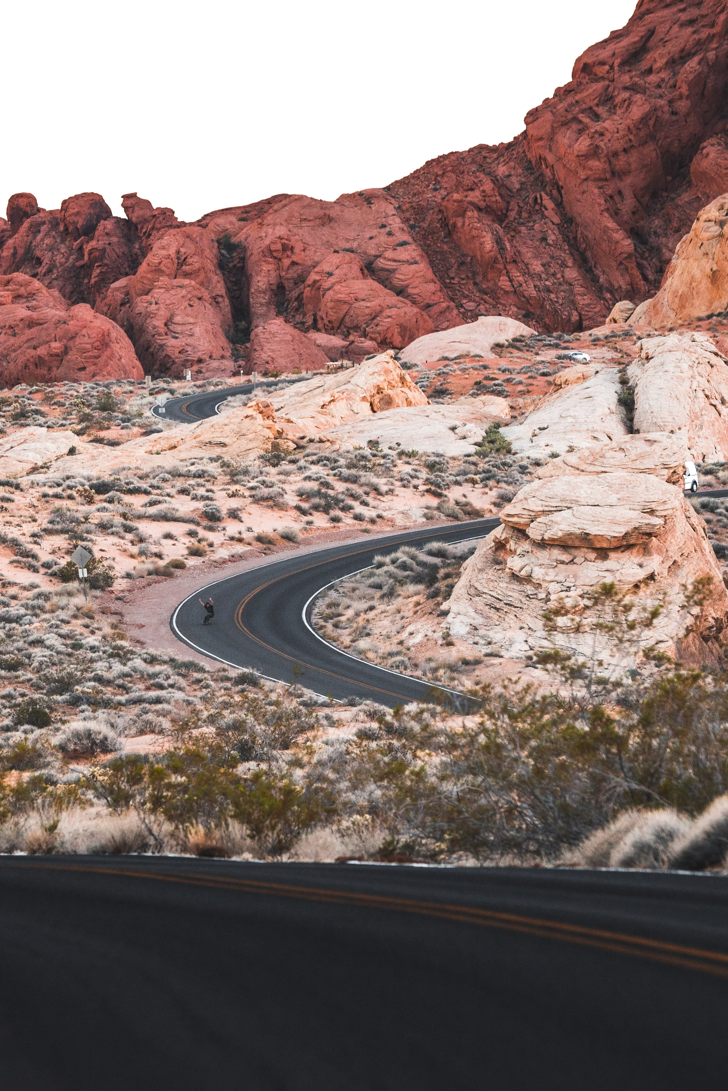 nature, climate, scenics - nature, car, canyon, mountain, person, road, solid, cliff, environment, winding road, formation, tranquil scene, arid climate, Phone HD Wallpaper