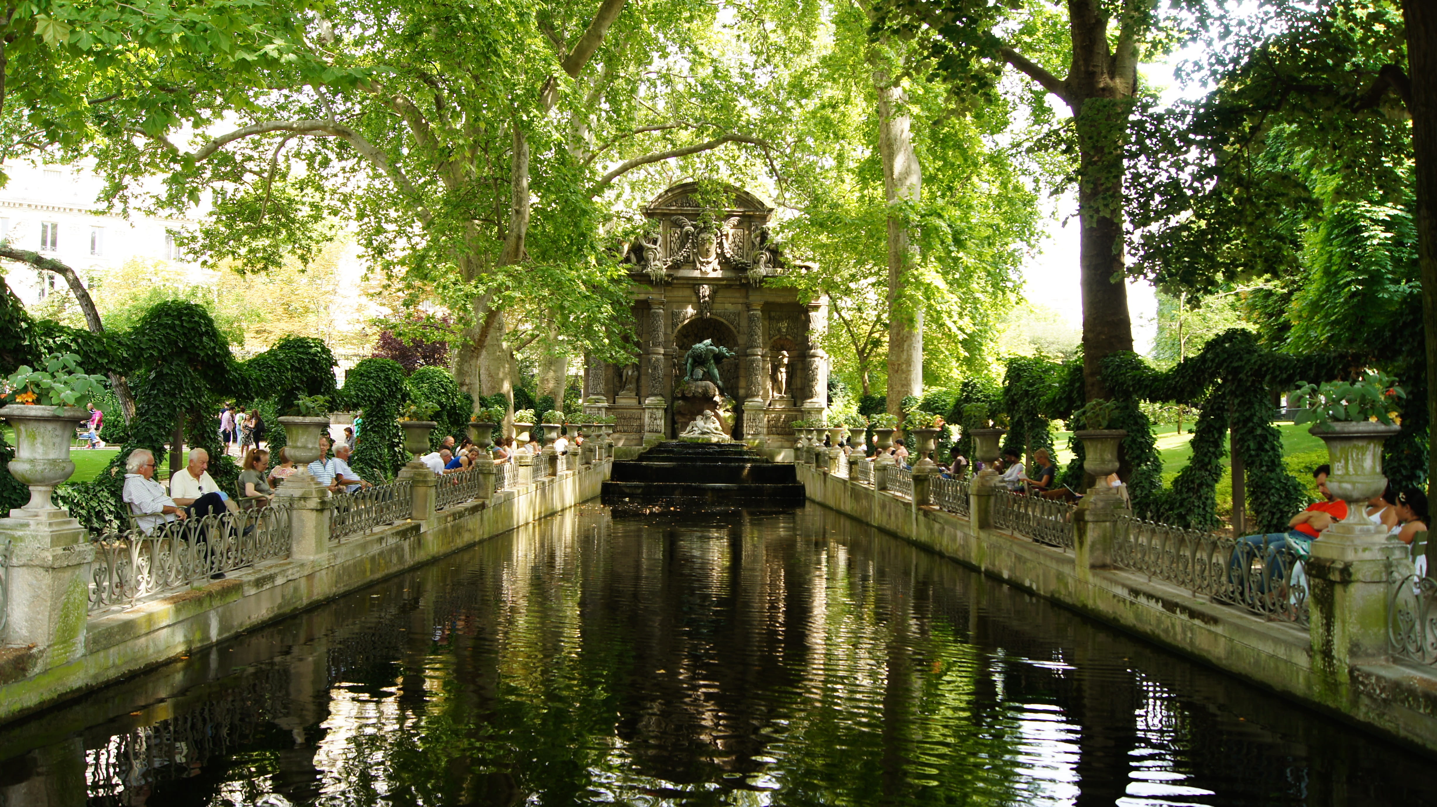 luxembourg gardens, representation, statue, waterfront, lake, belief, art and craft, incidental people, spring, tree, reflection, religion, plant, outdoors, HD Wallpaper