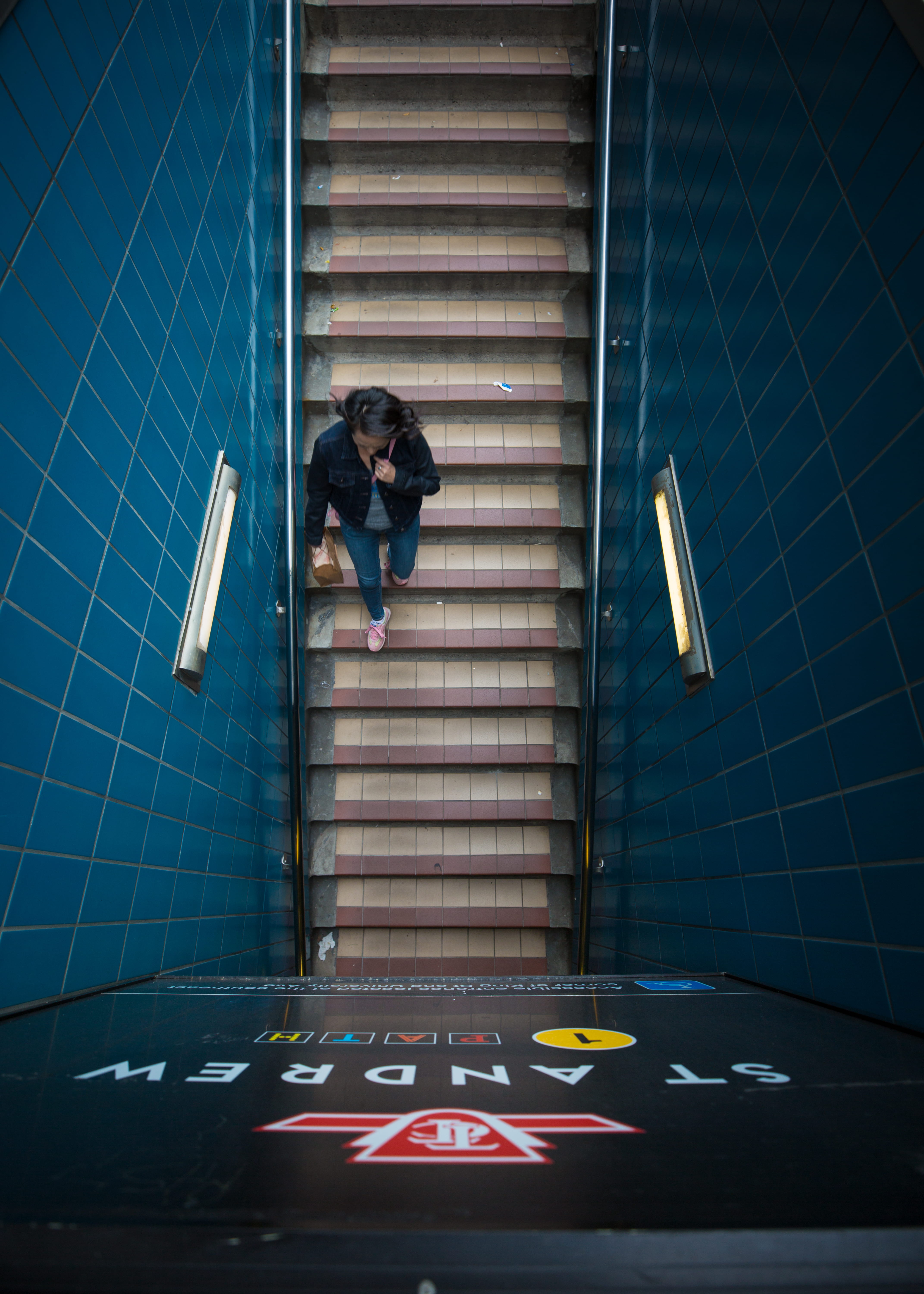 rail, train, step, built structure, walking, platform, tile, stairs, subway, building exterior, sign, station, going, city, walk, urban, representation, Phone HD Wallpaper