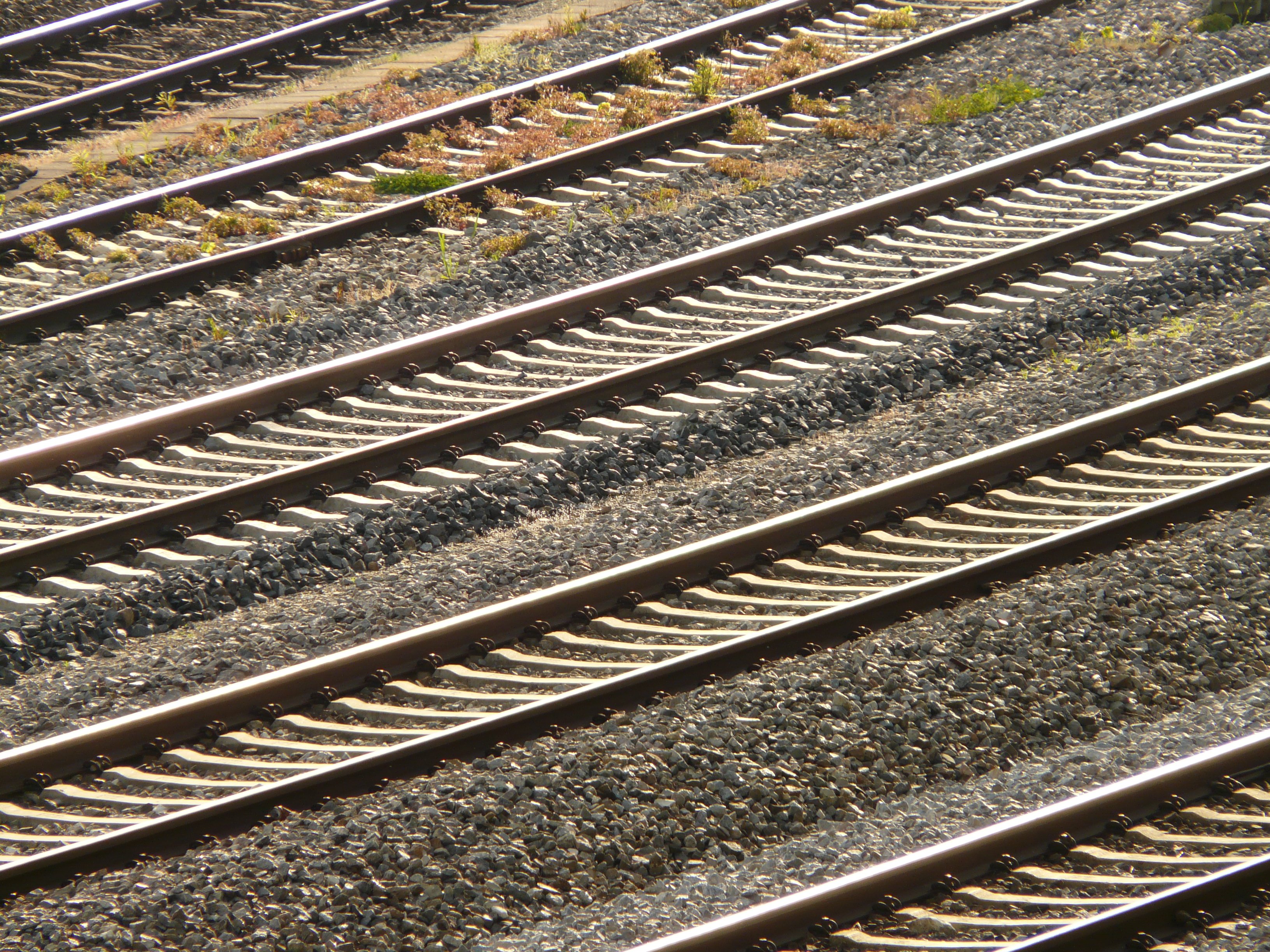 railway, locomotive, parallel, day, backgrounds, alloy, gravel, transportation, travel, sunlight, public transportation, mode of transportation, loco, railroad tie, HD Wallpaper