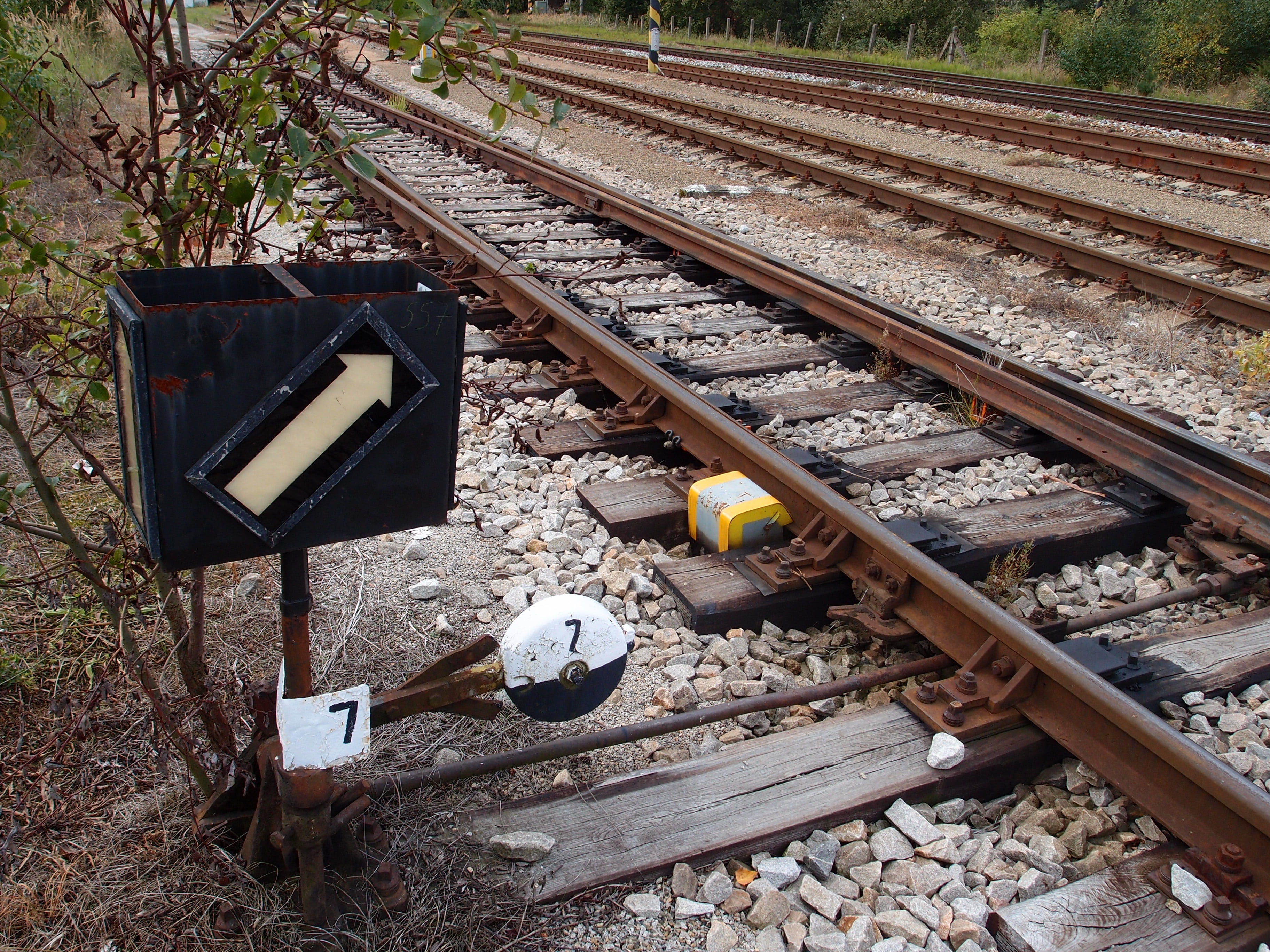 public transportation, track, points, no people, direction, transportation, solid, train, station, day, rail transportation, technology, metal, high angle view, HD Wallpaper