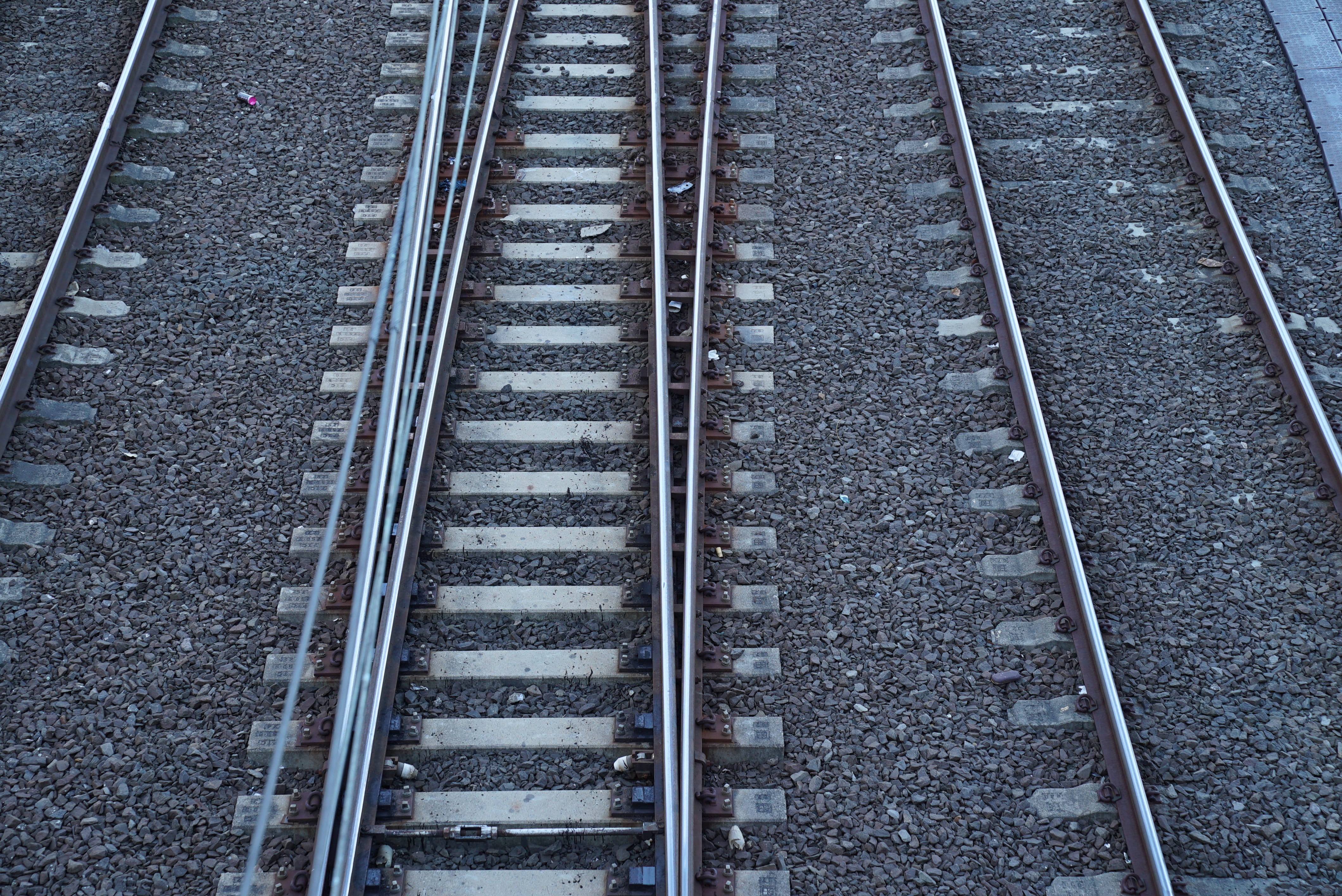 steel, day, nature, public transportation, no people, 4K, iron, the way forward, outdoors, changing lanes, travel, gravel, full frame, metal, yard, parallel, HD Wallpaper