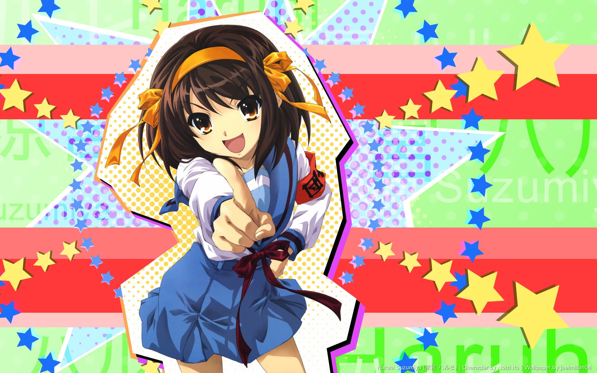 1080P, representation, front view, The Melancholy of Haruhi Suzumiya, creativity, one person, young adult, females, hairstyle, obscured face, multi colored, HD Wallpaper
