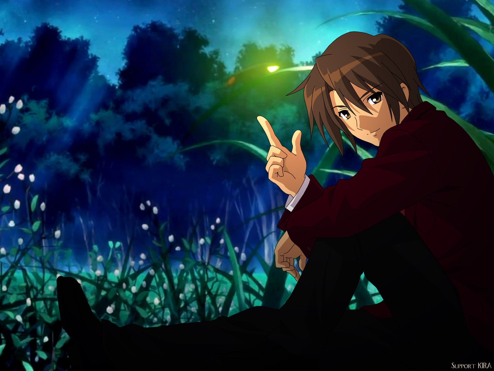 plant, portrait, disguise, mask - disguise, one person, gesturing, emotion, night, real people, men, focus on foreground, outdoors, adult, nature, The Melancholy of Haruhi Suzumiya, HD Wallpaper
