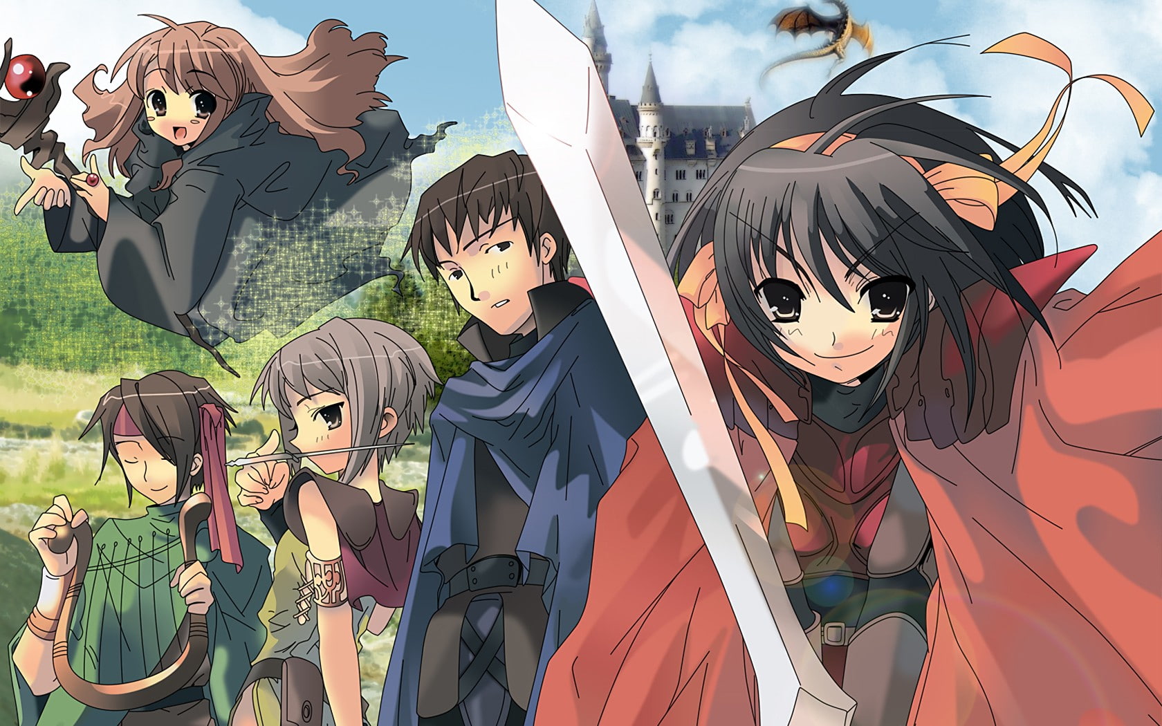 girls, The Melancholy of Haruhi Suzumiya, day, child, anime, human representation, women, hairstyle, childhood, real people, outdoors, group of people, HD Wallpaper
