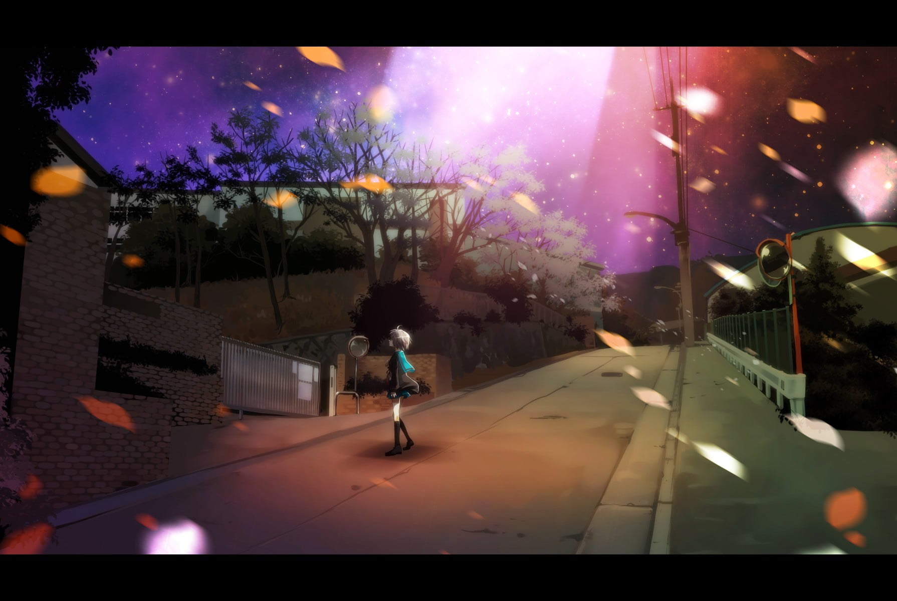 auto post production filter, anime girls, building exterior, The Melancholy of Haruhi Suzumiya, nature, men, lifestyles, people, night, architecture, city, HD Wallpaper