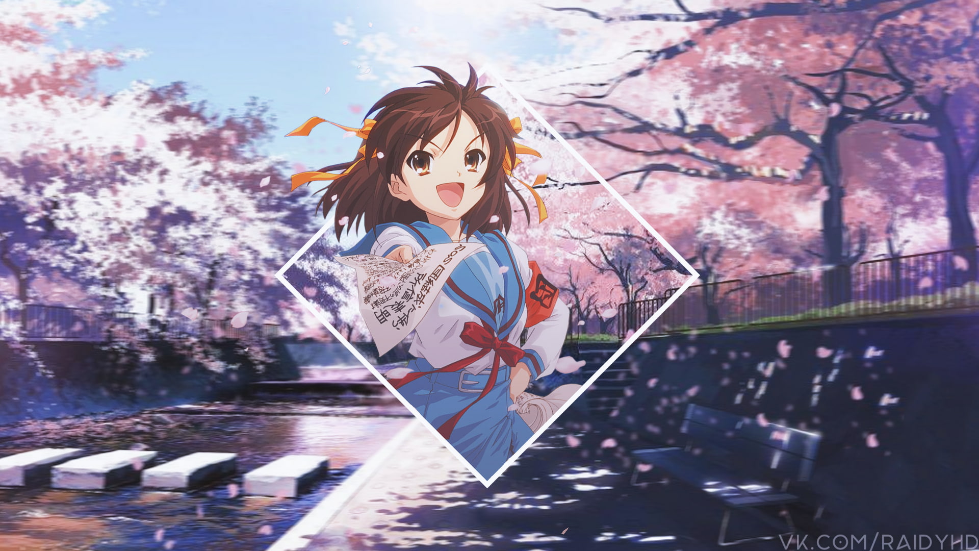 picture-in-picture, 1080P, anime, Suzumiya Haruhi, anime girls, HD Wallpaper