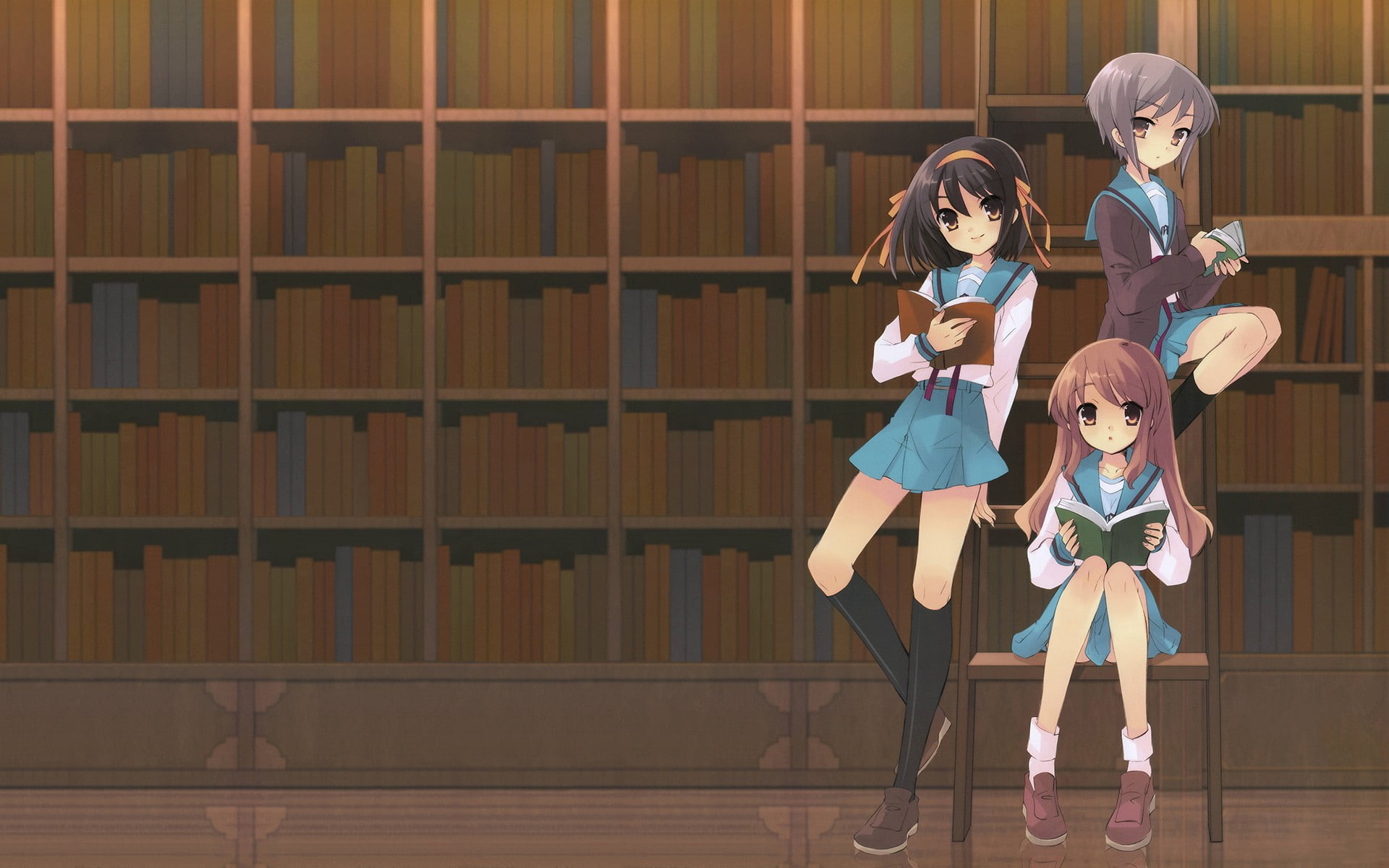 group of people, girls, 1080P, Suzumiya Haruhi no Yuutsu, togetherness, standing, child, education, happiness, learning, offspring, The Melancholy of Haruhi Suzumiya, HD Wallpaper
