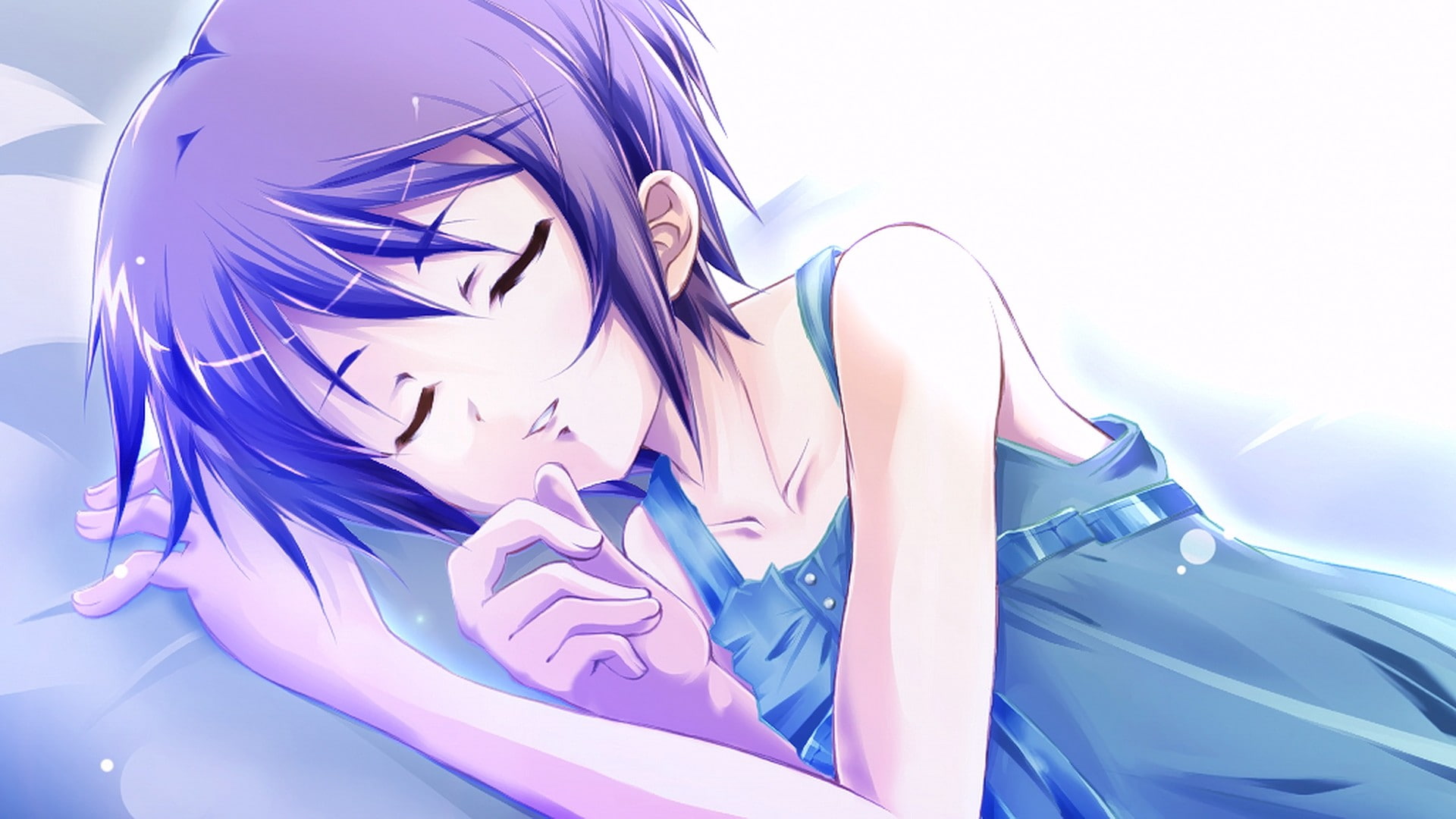 1080P, Suzumiya Haruhi no Yuutsu, anime girls, anime, Nagato Yuki, sleeping, The Melancholy of Haruhi Suzumiya, HD Wallpaper