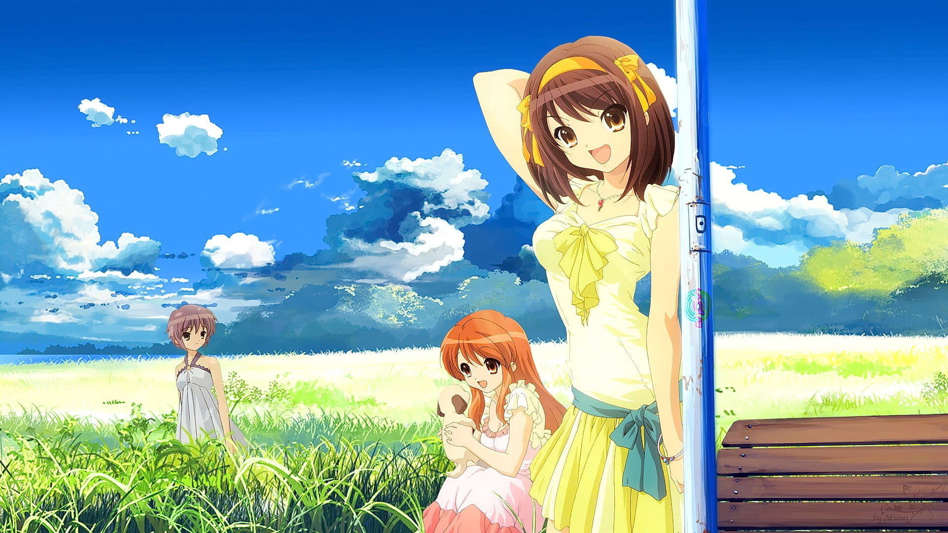 real people, people, outdoors, anime girls, art and craft, looking at viewer, land, Asahina Mikuru, lifestyles, human representation, leisure activity, HD Wallpaper