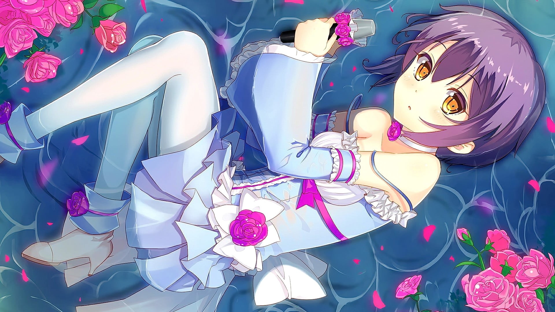 open mouth, standing, choice, nature, one person, anime, adult, short hair, fashion, real people, women, brunette, pink color, day, shoe, anime girls, looking at viewer, HD Wallpaper