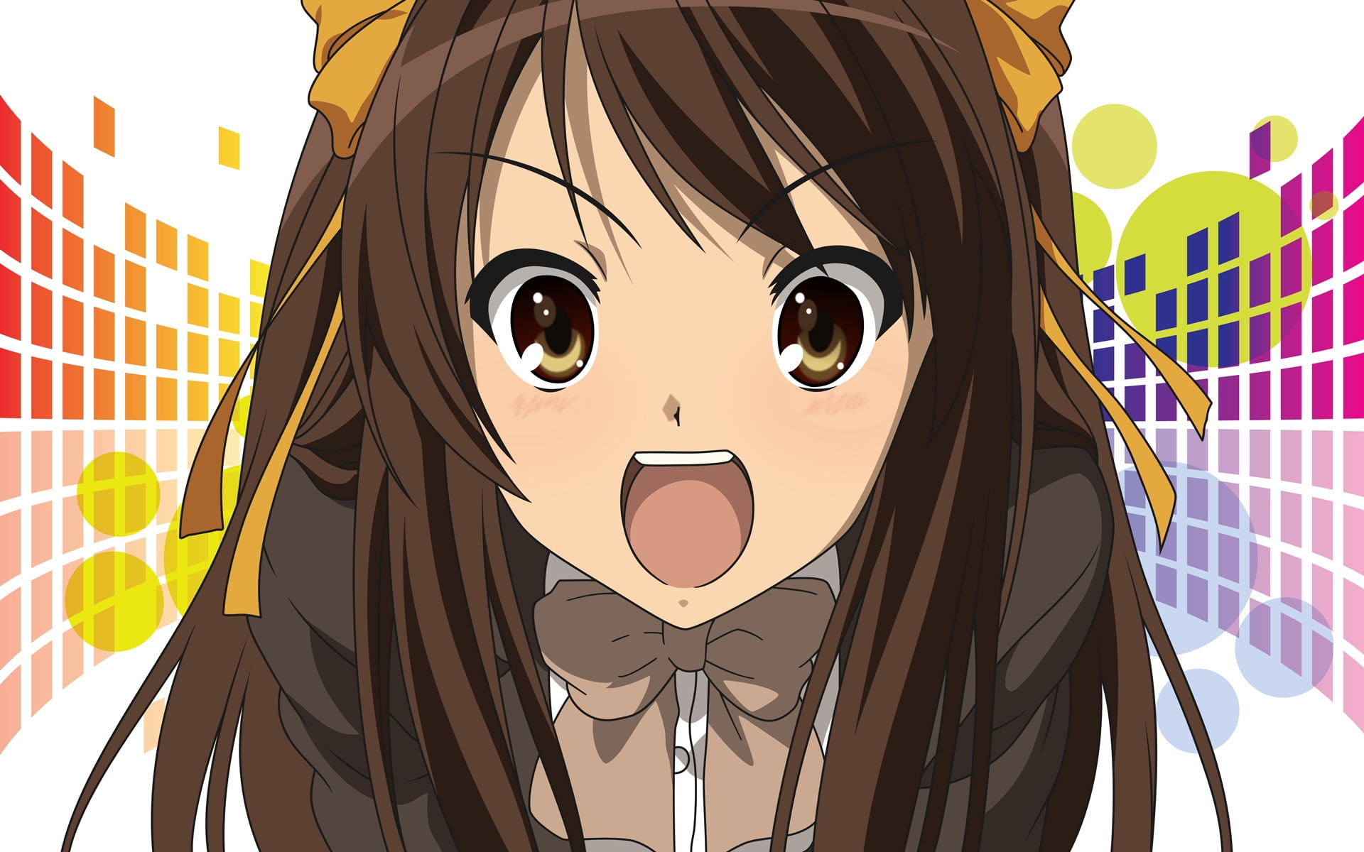 girl, scream, brunette, 1080P, suzumiya haruhi, suzumiya haruhi no yuutsu, HD Wallpaper