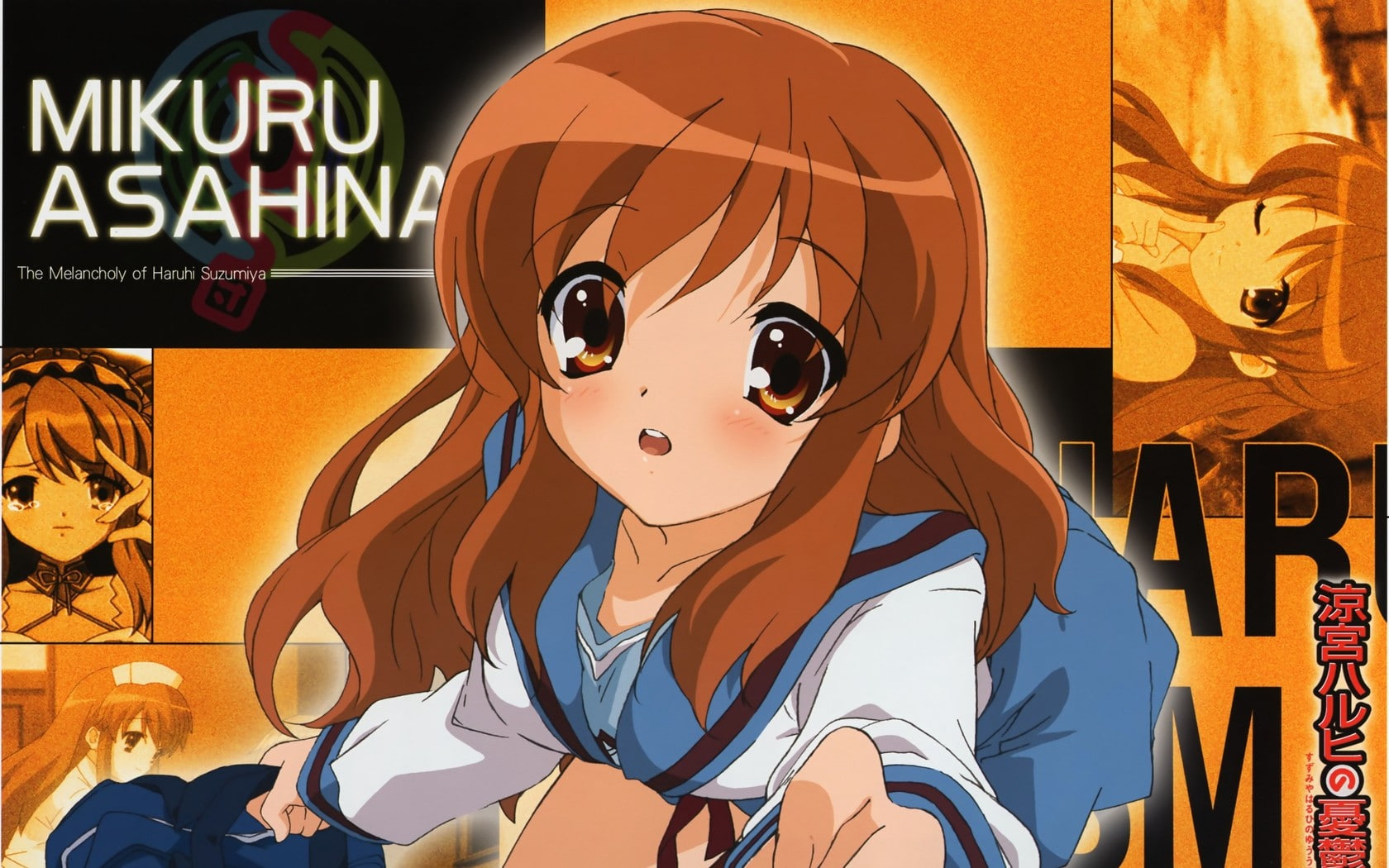 indoors, The Melancholy of Haruhi Suzumiya, representation, no people, 720P, female likeness, anime, art and craft, Asahina Mikuru, male likeness, creativity, HD Wallpaper