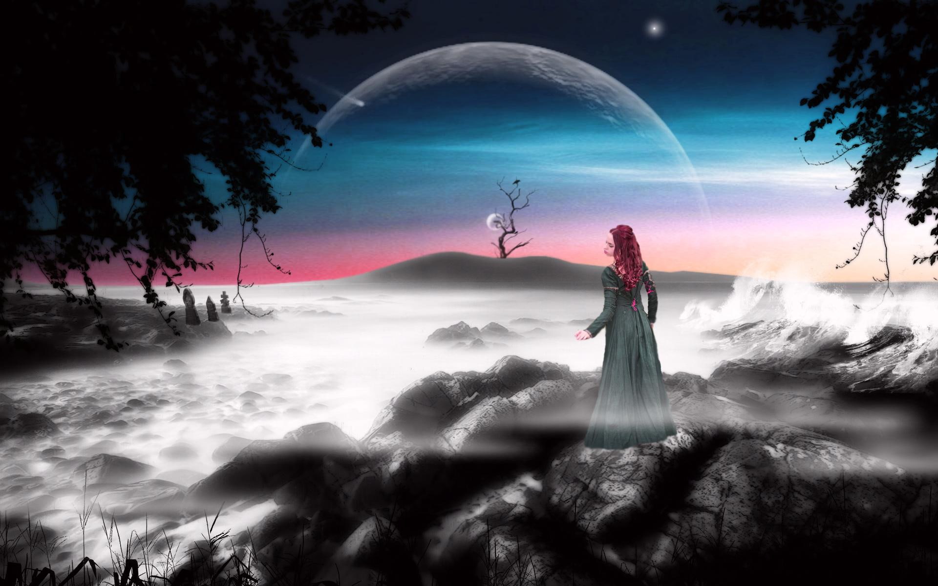 souls, moon, lady, 3d and abstract, fantasy, 1080P, lost, HD Wallpaper