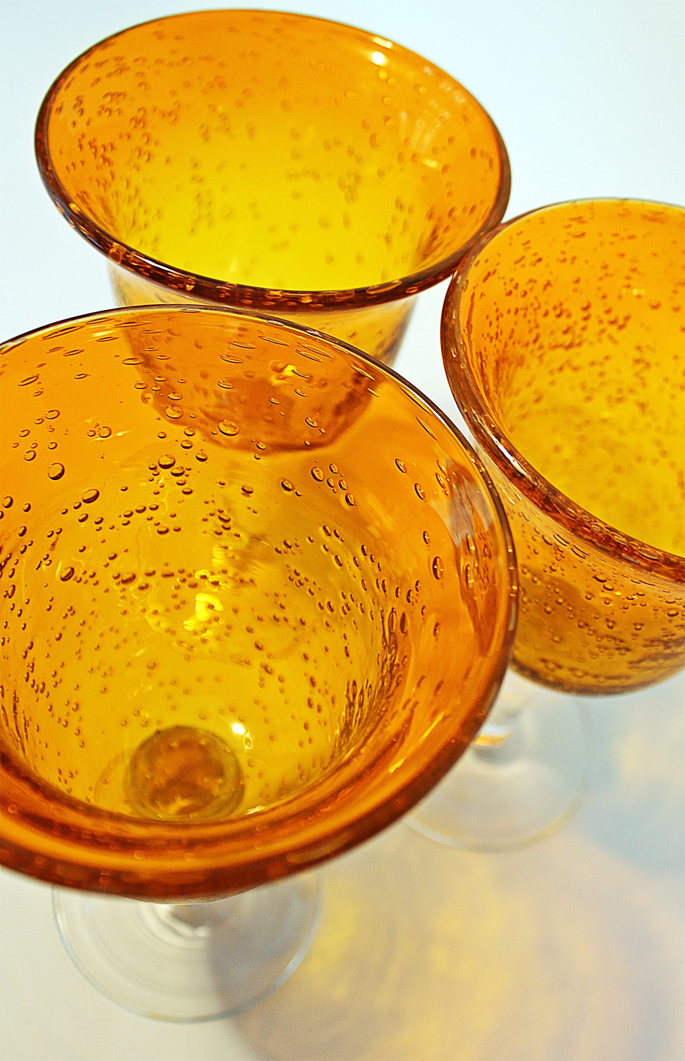 glass trophies, yellow, white background, indoors, accessories, swinging, design, decoration, stained glass, blown, transparent, interior decoration, orange, Phone HD Wallpaper