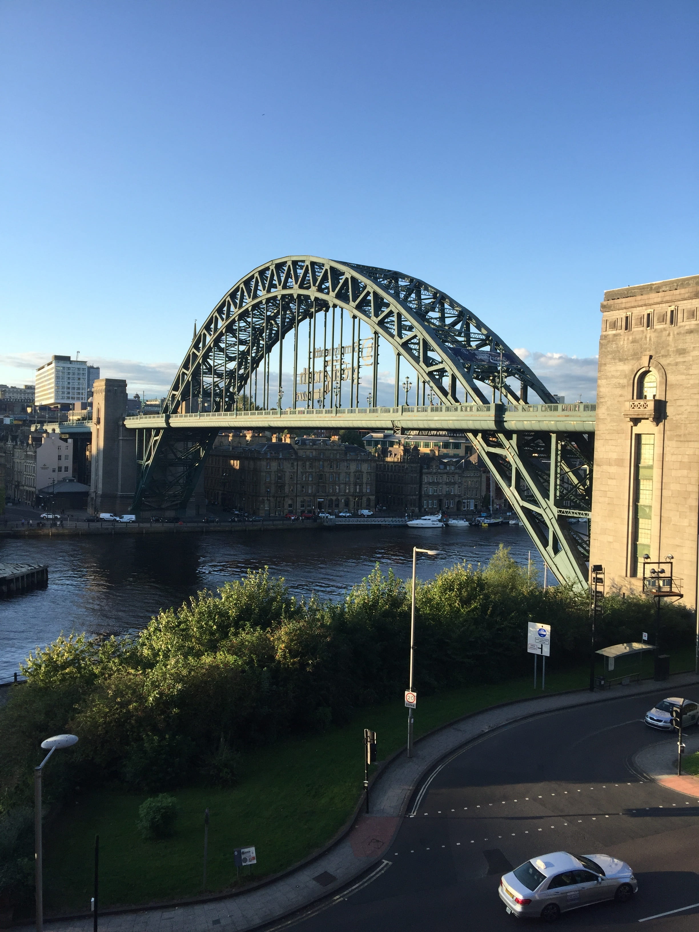 newcastle, morning, fair, outdoors, cleanliness, car, land vehicle, building exterior, travel destinations, city, mode of transportation, no people, connection, Phone HD Wallpaper