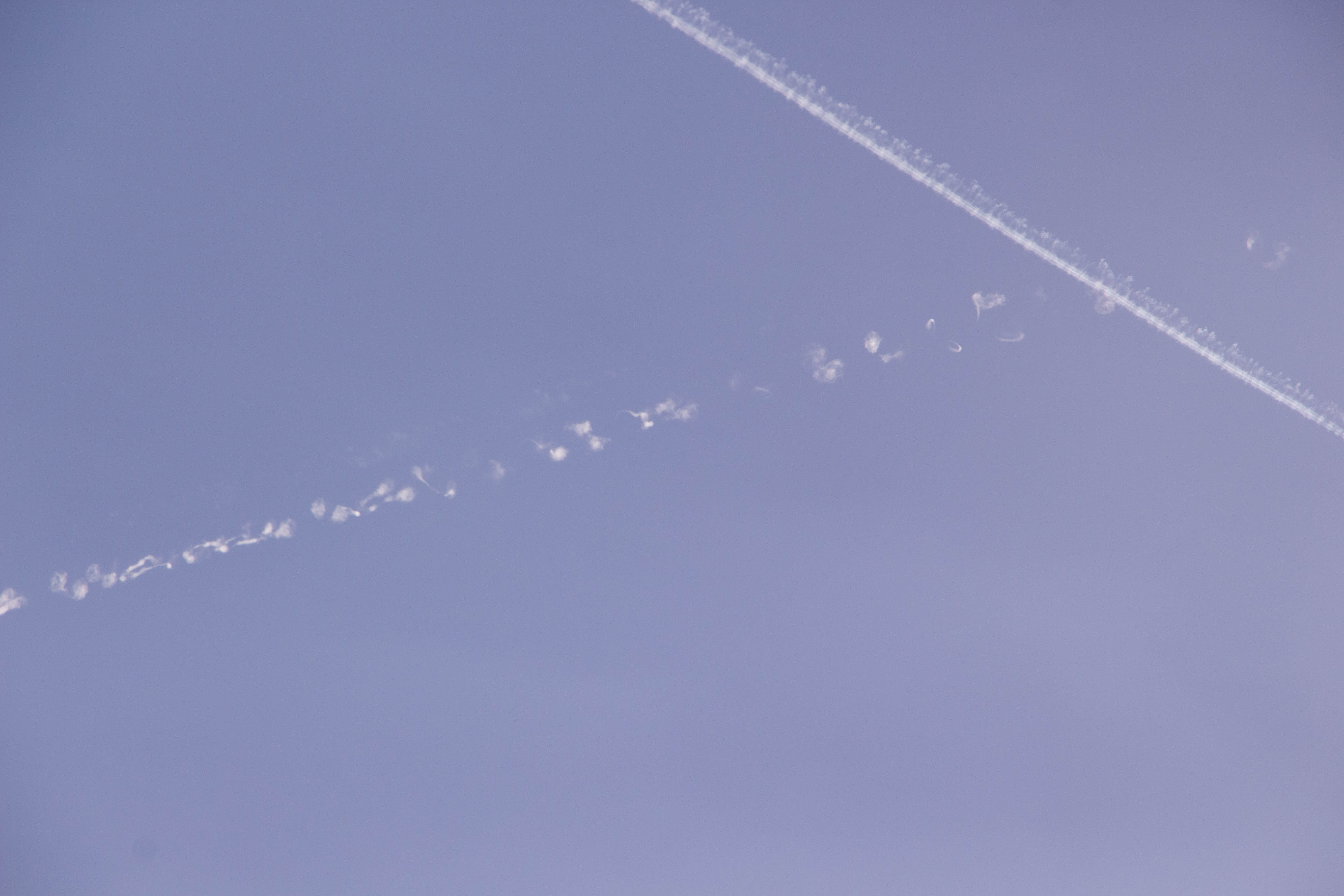 air vehicle, 5K, sky, nature, vapor trail, flying, weather, low angle view, outdoors, mode of transportation, scenics - nature, on the move, smoke - physical structure, HD Wallpaper