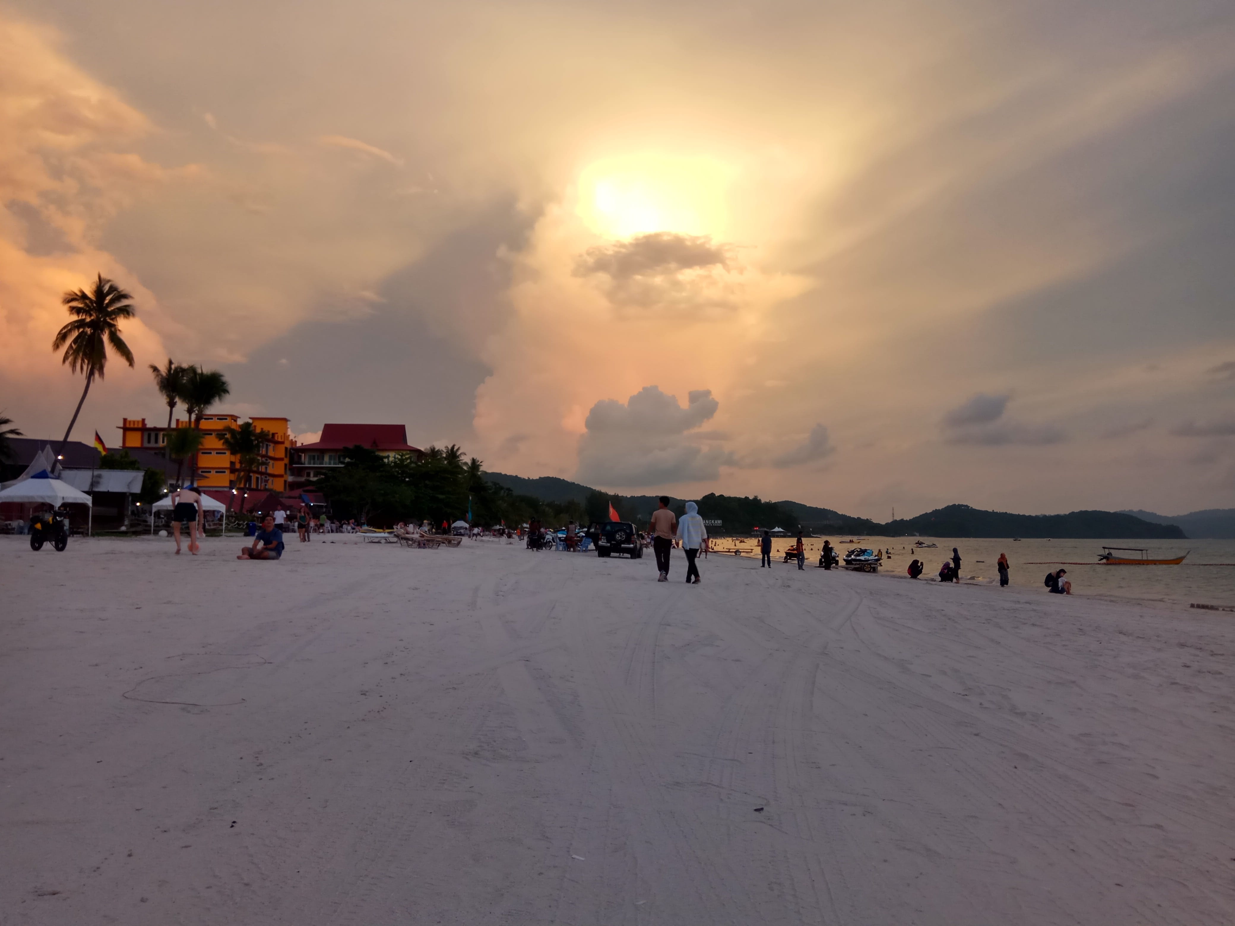 sky, land, horizontal plane, snow, sun, travel, water, incidental people, real people, 4K, sunset, fair weather, large group of people, group of people, HD Wallpaper