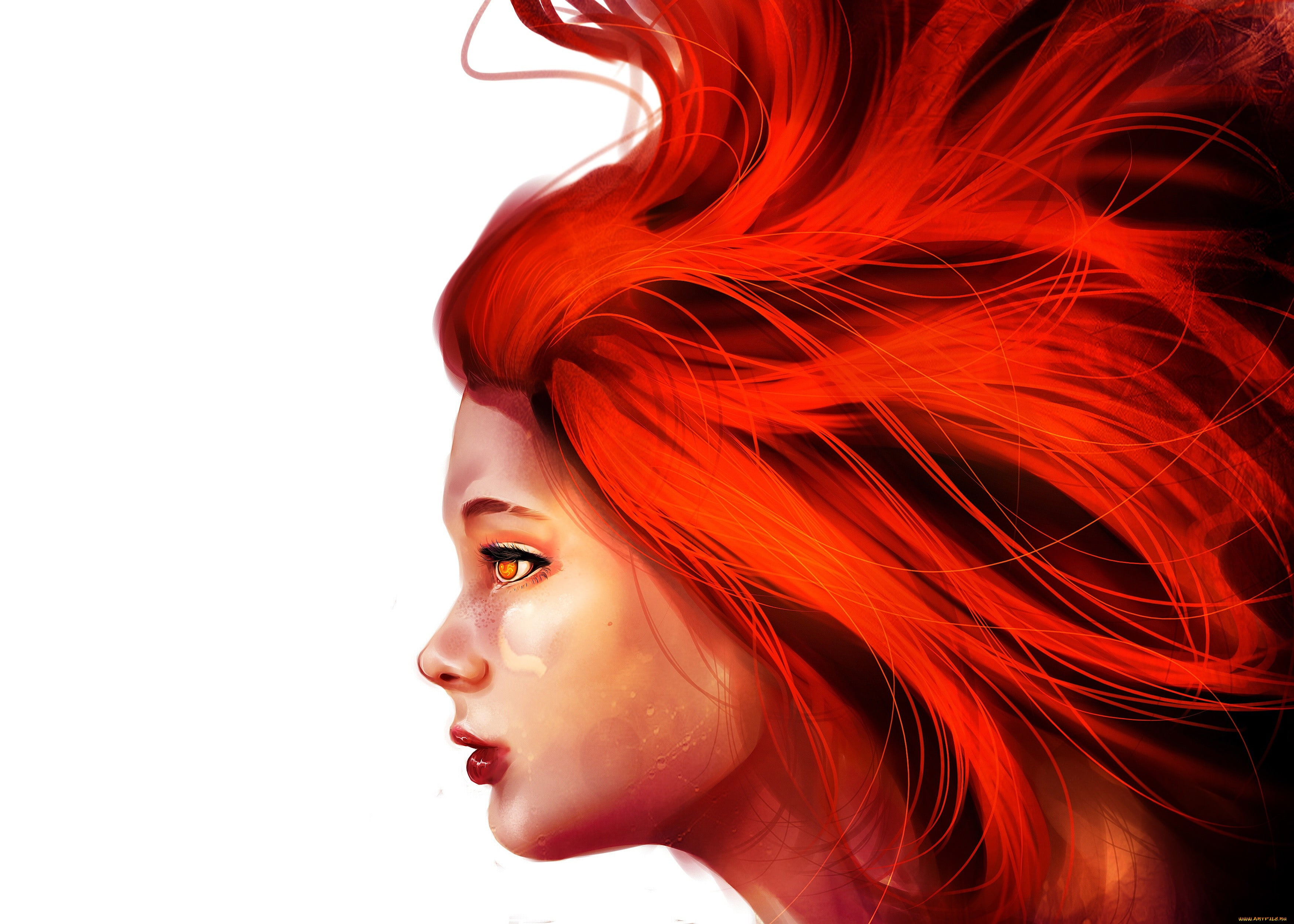 face, artwork, 2K, women, redhead, profile, HD Wallpaper