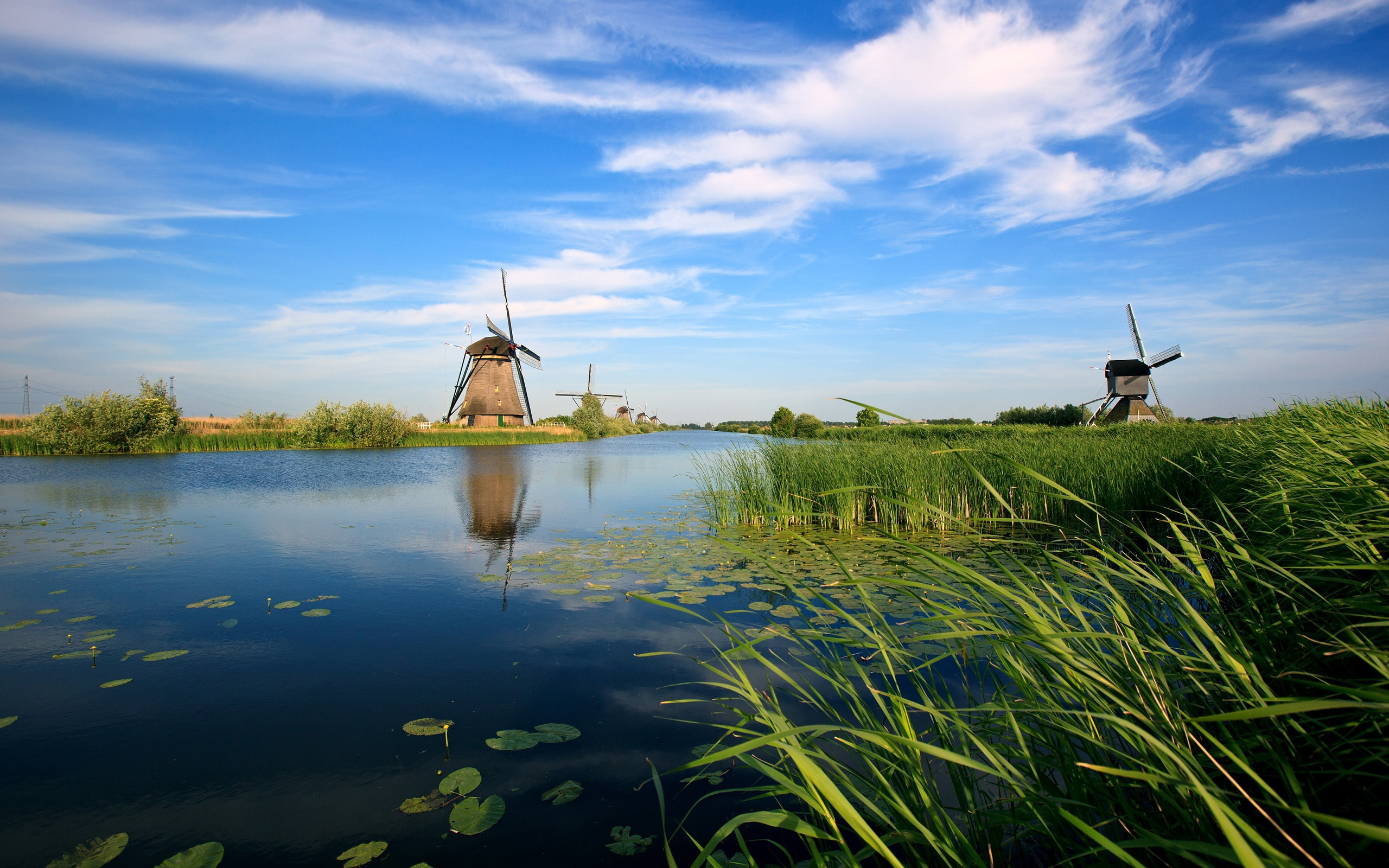 Mill, Holland, River, 2K, channel, HD Wallpaper
