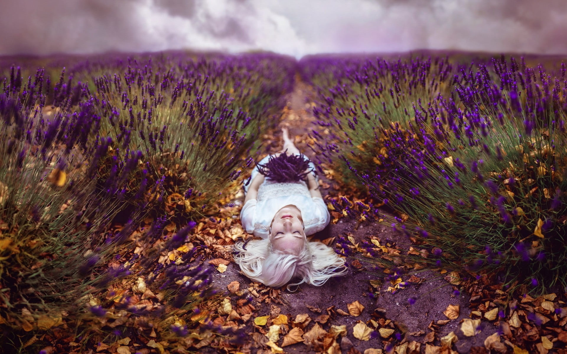 women, adult, lifestyles, beauty in nature, childhood, closed eyes, women outdoors, landscape, lying down, one person, environment, land, field, blonde, HD Wallpaper