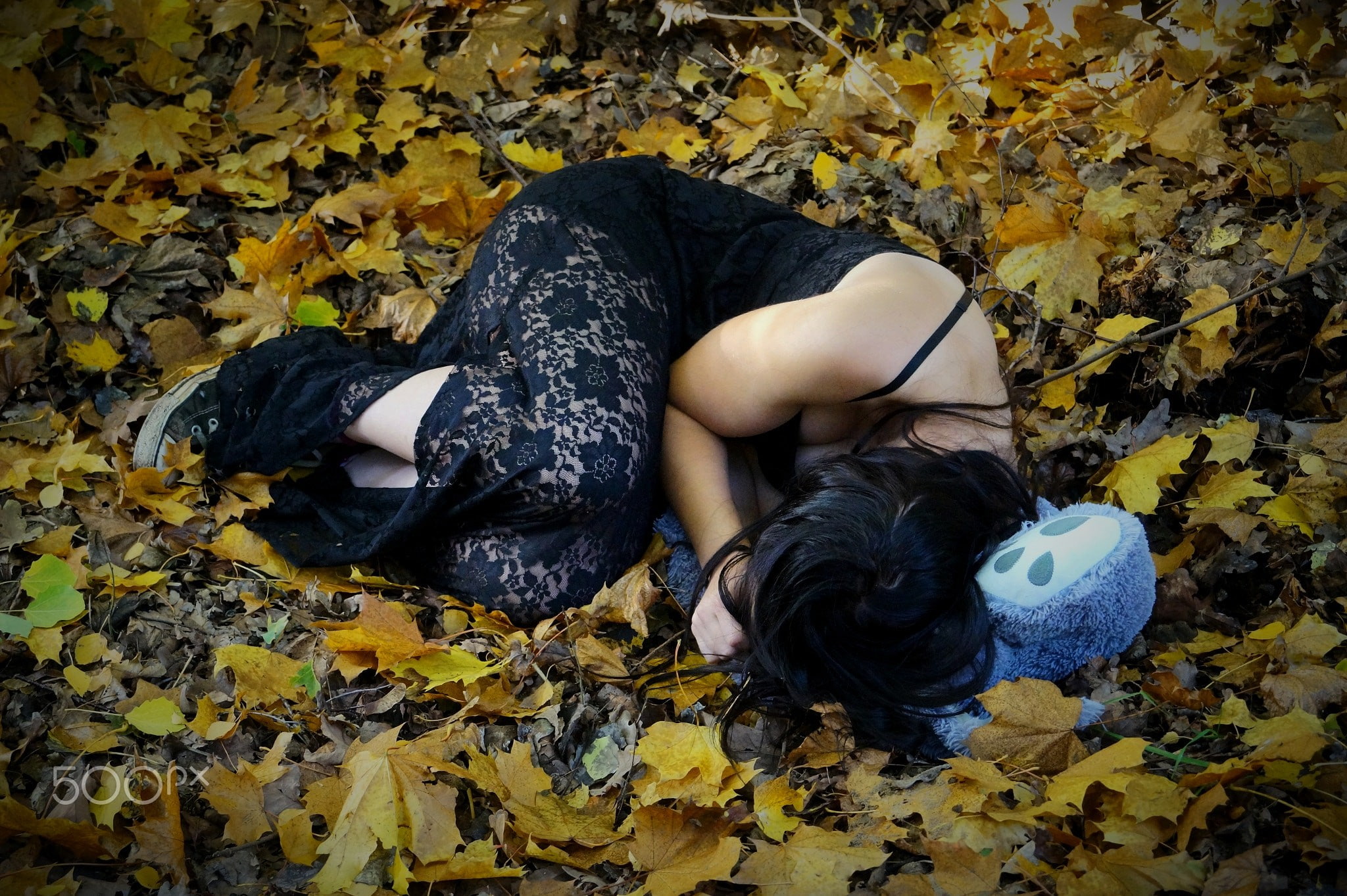 high angle view, lying down, full length, plant part, day, leisure activity, Sara Zecke, young adult, autumn, 500px, nature, lying on back, women outdoors, HD Wallpaper