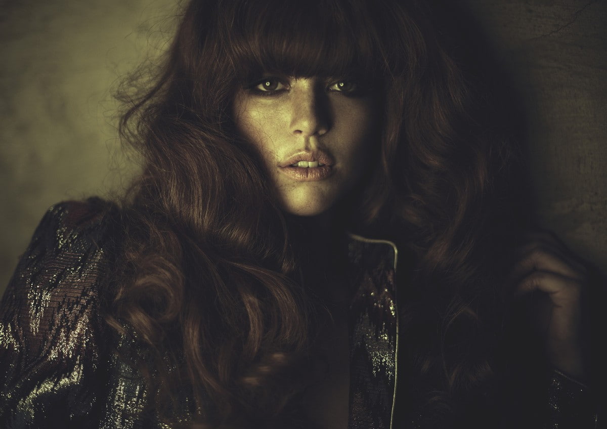 looking at viewer, open mouth, bangs, Sydney La Faire, front view, beautiful woman, one person, redhead, curly hair, hairstyle, contemplation, looking at camera, HD Wallpaper