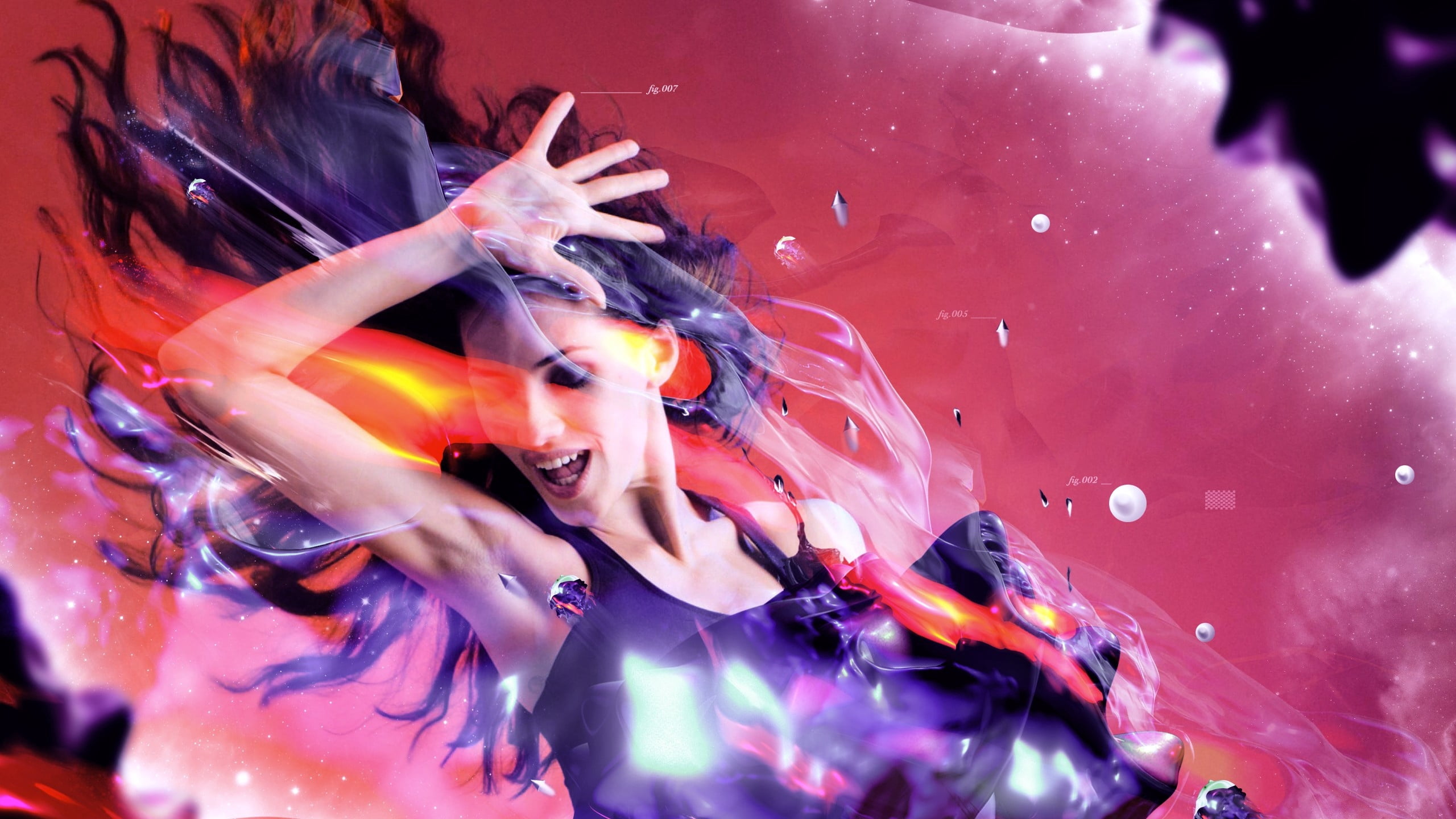 close-up, lifestyles, illustration, mouth open, liquid, leisure activity, girl, palm, people, women, indoors, concert, drop, music, 2K, woman, water, multi Colored, HD Wallpaper