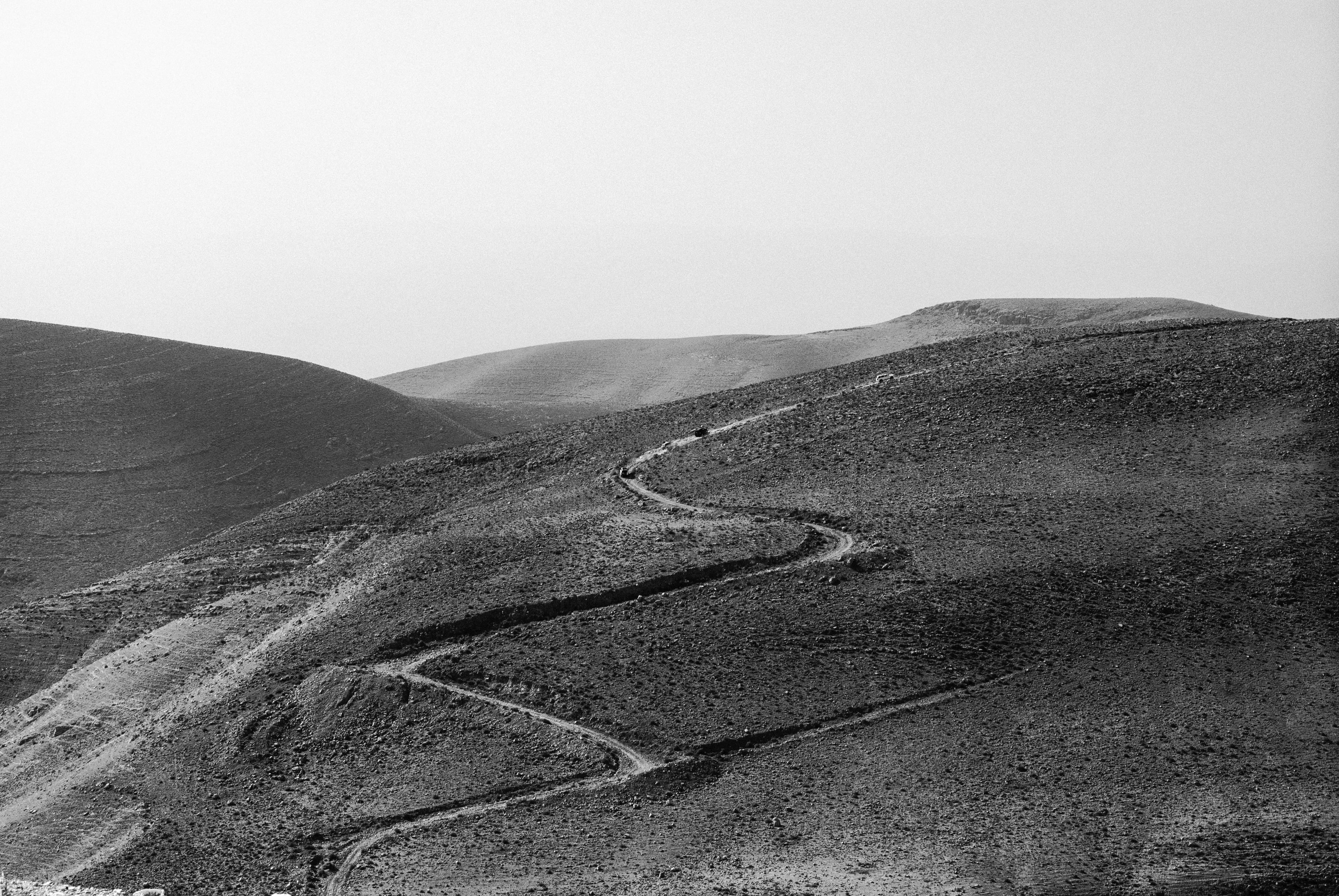 beauty in nature, winding road, nature, desert, remote, rolling landscape, non-urban scene, scenics - nature, zag, road, day, black and white, uphill, offroad, HD Wallpaper