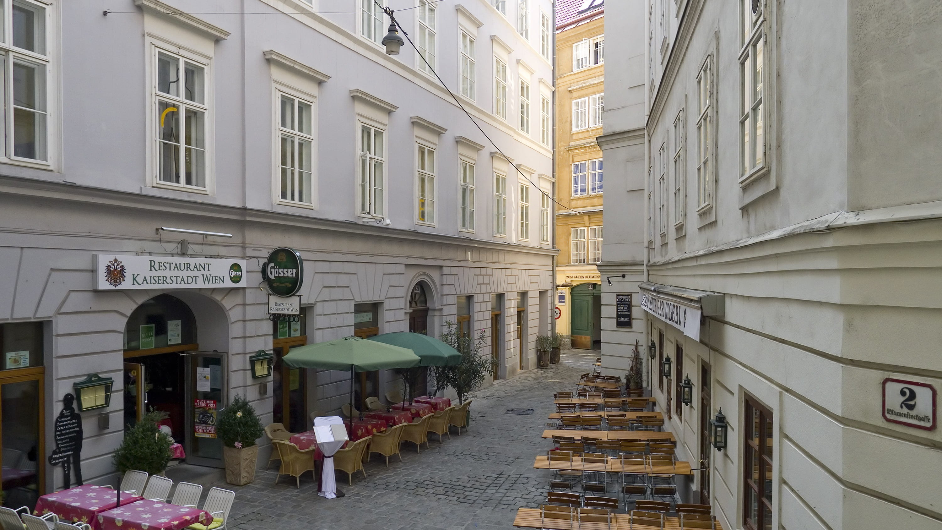 seat, structures, café, window, day, austria, the way forward, walkway, buildings, no people, 2K, tables, chairs, built structure, nature, near, cobblestone, HD Wallpaper