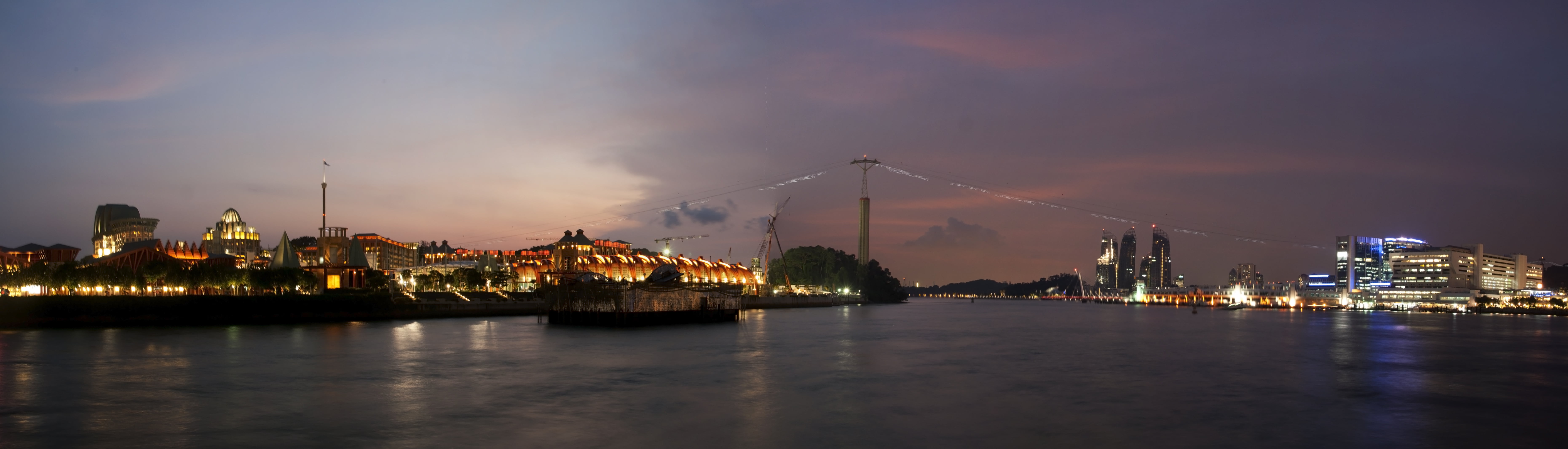 Sentosa, architecture, cityscape, city view, river, 5K, landscape, singapore, urban Scene, nighttime, night, famous Place, city, Vivo City, dusk, view, HD Wallpaper