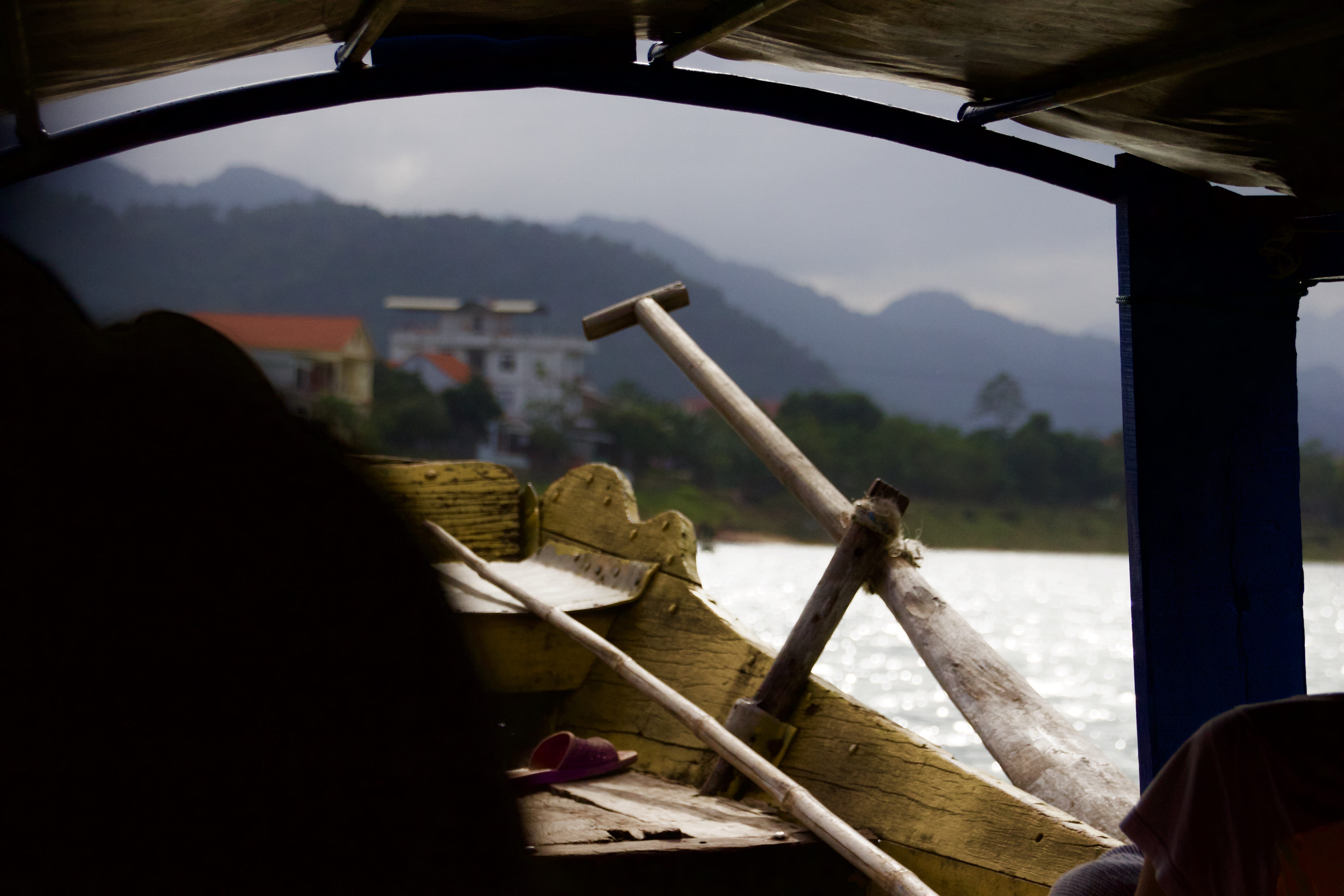 mode of transportation, asia, nature, outdoors, day, mountain, real people, boat, vehicle interior, southeastasia, wood - material, mountain range, 5K, HD Wallpaper