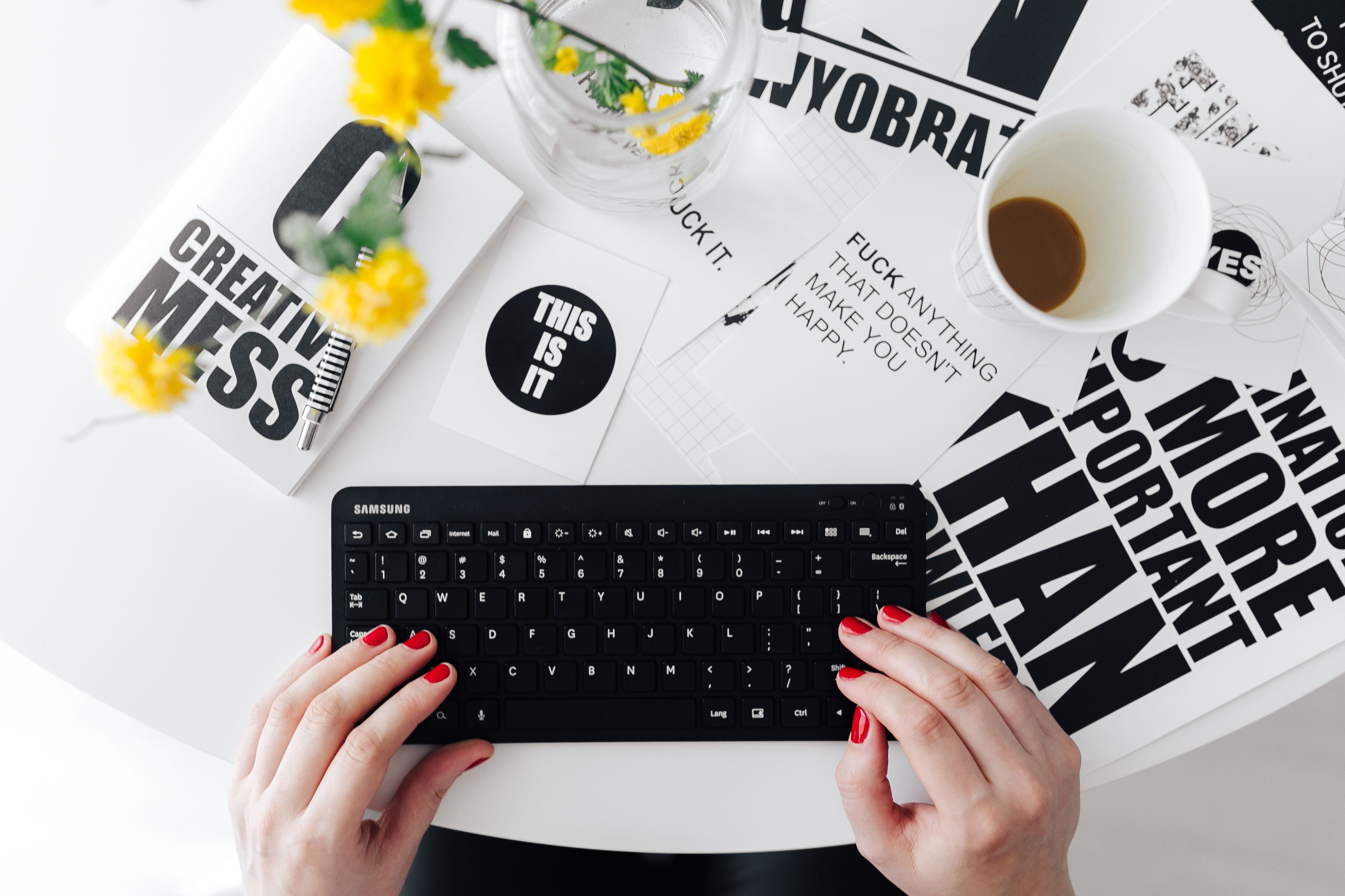 type, business, indoors, writer, home office, computer equipment, hand, typing, computer keyboard, female, remote, human body part, office, scandi, hands, HD Wallpaper