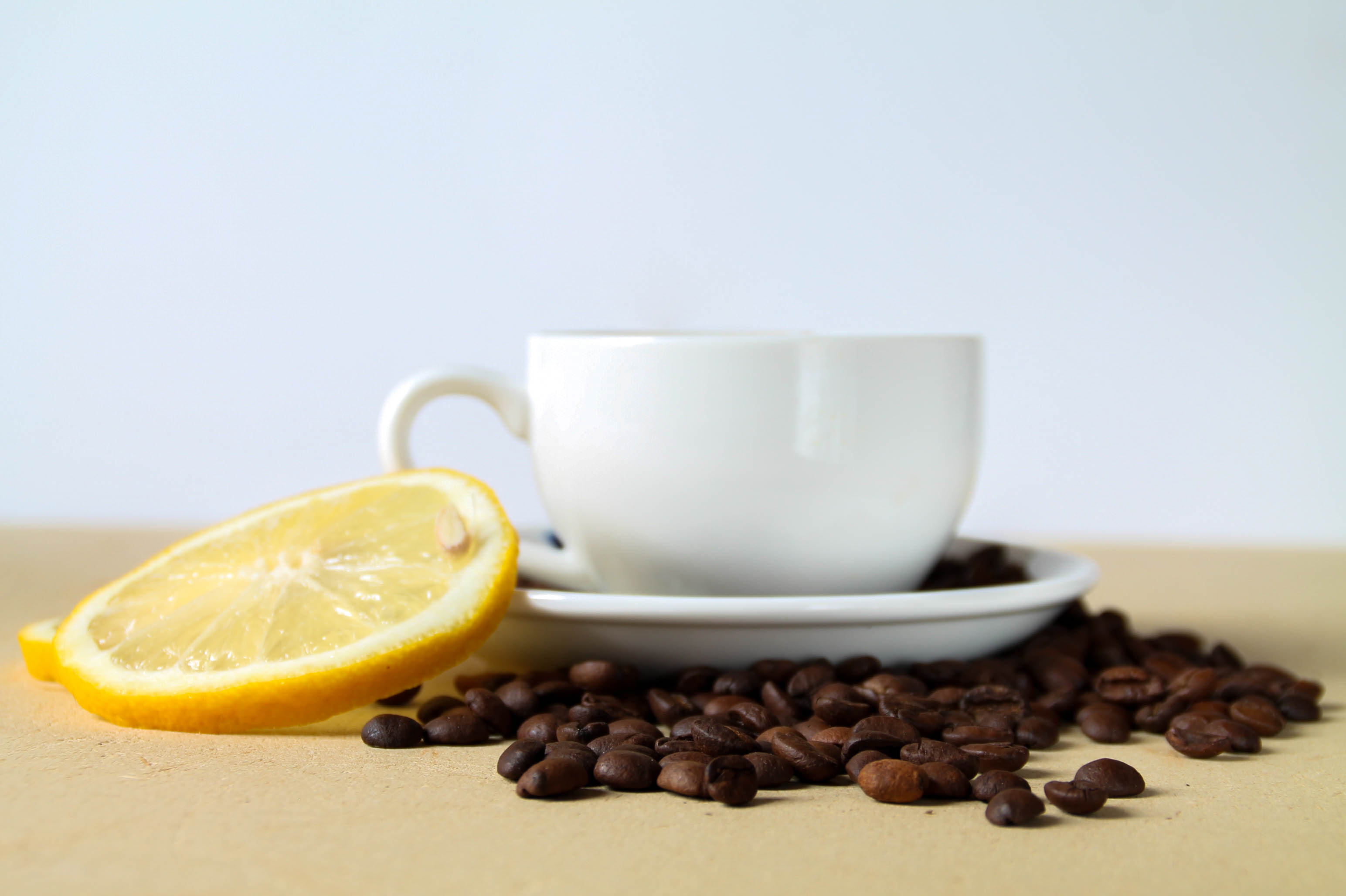 citrus fruit, roasted coffee bean, cup, tea, indoors, still life, freshness, hot, food, studio shot, royalty  images, fruit, hot drink, non-alcoholic beverage, HD Wallpaper
