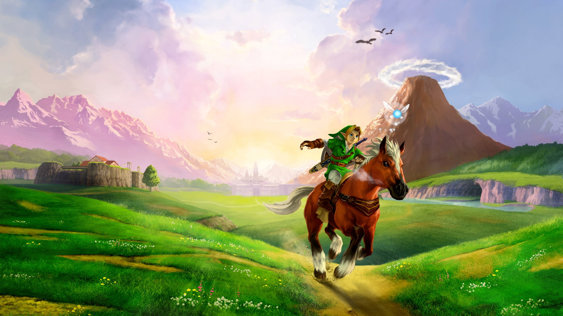1080P, x, epona, Hyrule, hd, games, Link, art, legend, zelda, artwork, video, HD Wallpaper